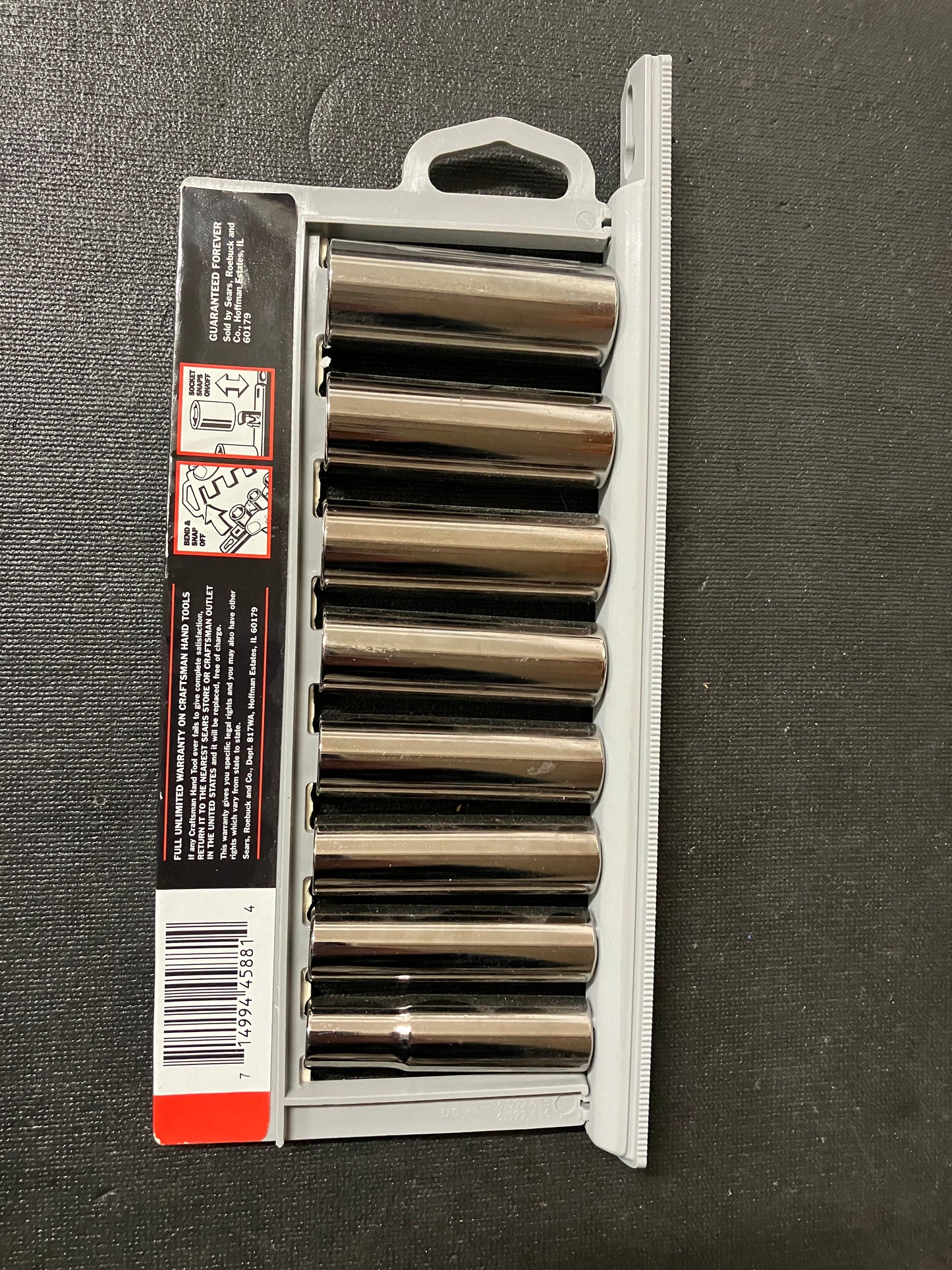 NOS Sears Craftsman 3/8” Drive Easy Read Metric Socket Set 8pc 6 Point 45881 USA