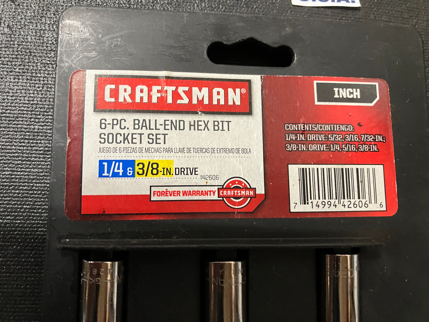 NOS Vintage Craftsman 6Pc SAE Ball End Hex Bit Socket Set Rare 42606 USA