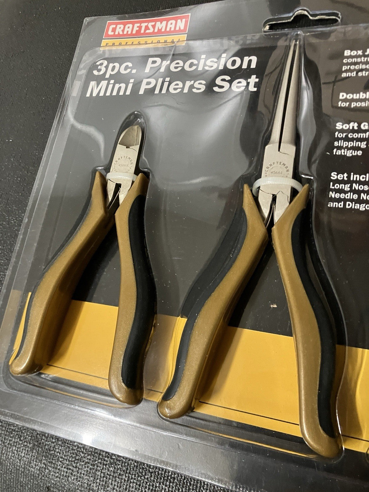 NOS Craftsman Professional 3pc Precision Mini Pliers Set 45673 (Gold/Black)