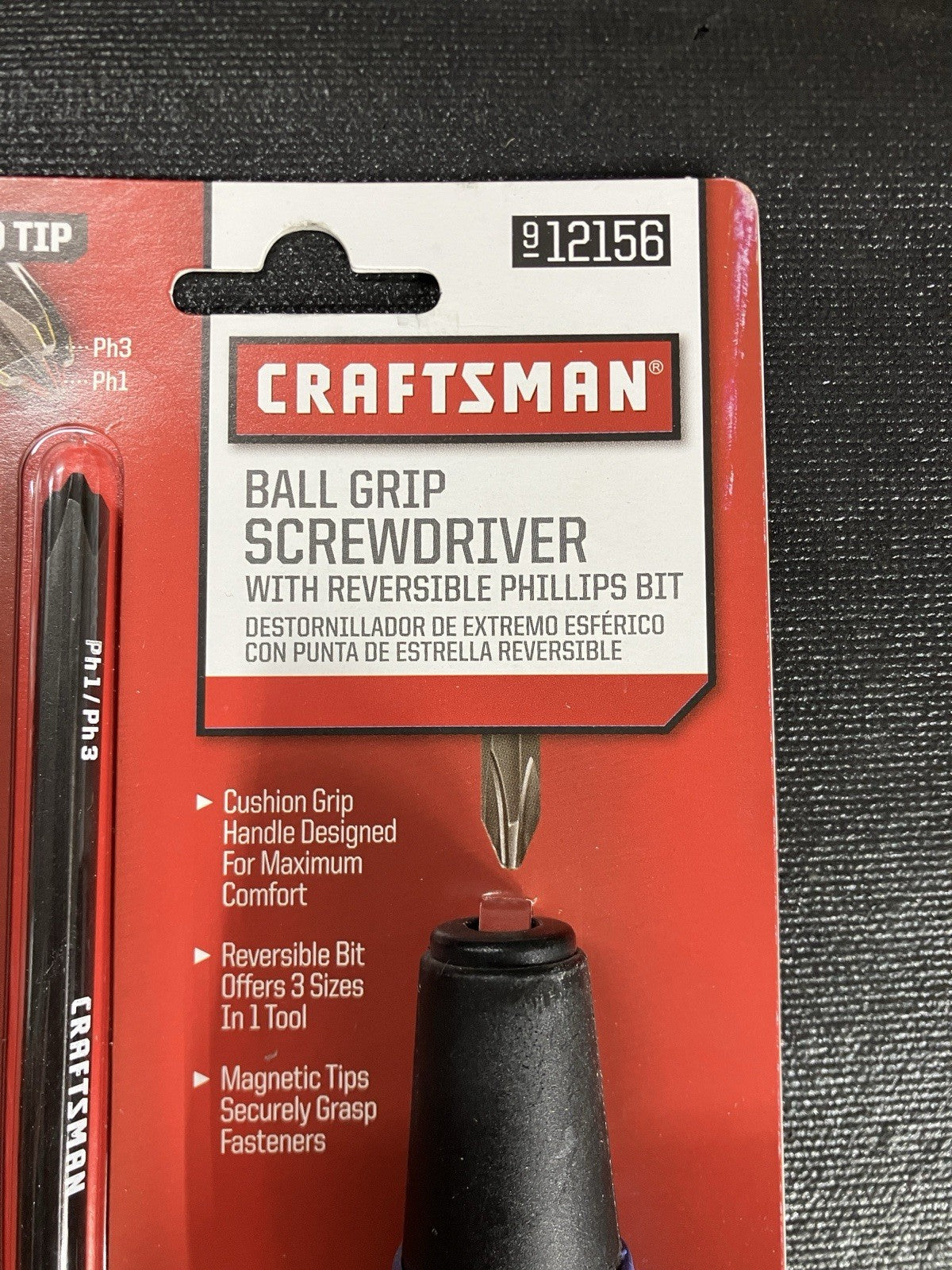 New! Craftsman Ball Grip Screwdriver 12156 Reversible Phillips Bit P1 P2 P3 BLUE