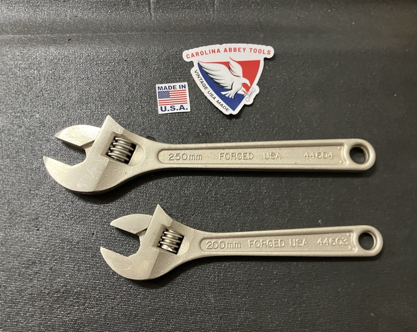 NOS Sears Craftsman 2pc Adjustable Wrench 6”/8” Extra Wide Jaw 44011 USA Satin