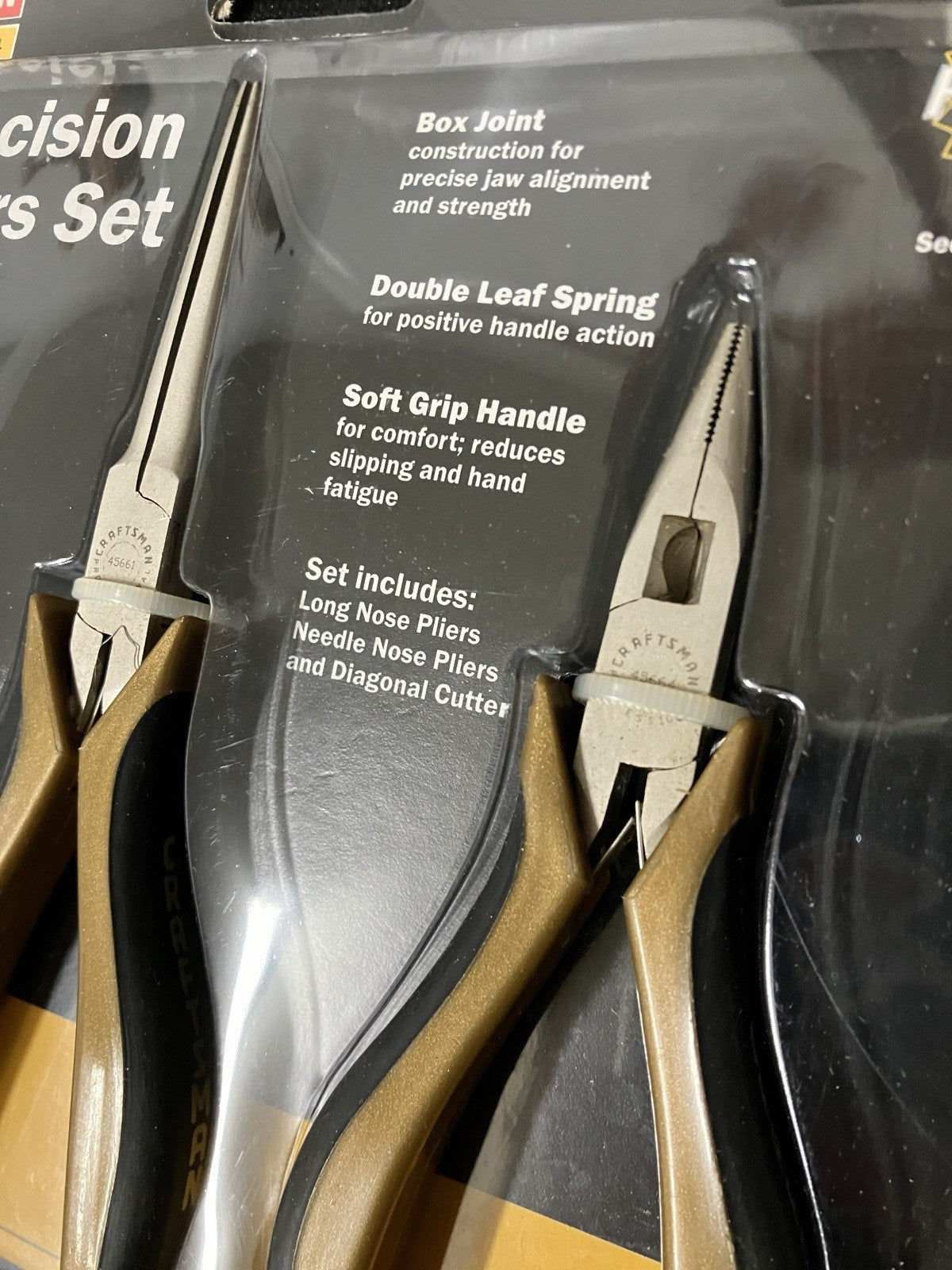 NOS Craftsman Professional 3pc Precision Mini Pliers Set 45673 (Gold/Black)
