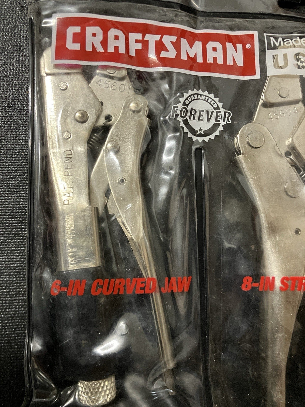 NOS Vintage Craftsman 2pc Locking Plier Set 45612 USA 6” Curved 8” Straight