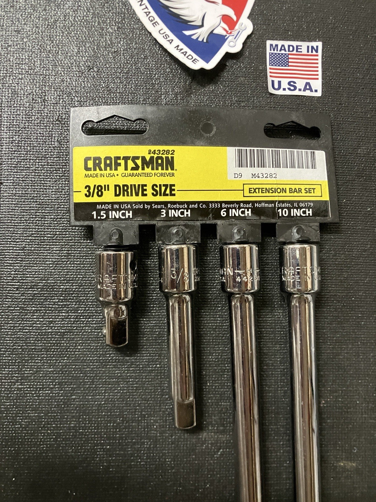 NOS Vintage Sears Craftsman 4pc 3/8” Dr Extension Set 1.5/3/6/10” 43282 -H- USA