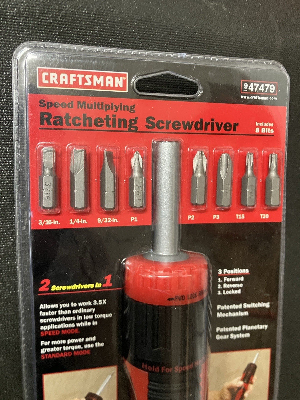 NOS SEARS Craftsman Ratcheting Bit Screwdriver Speed Multiplying 47479