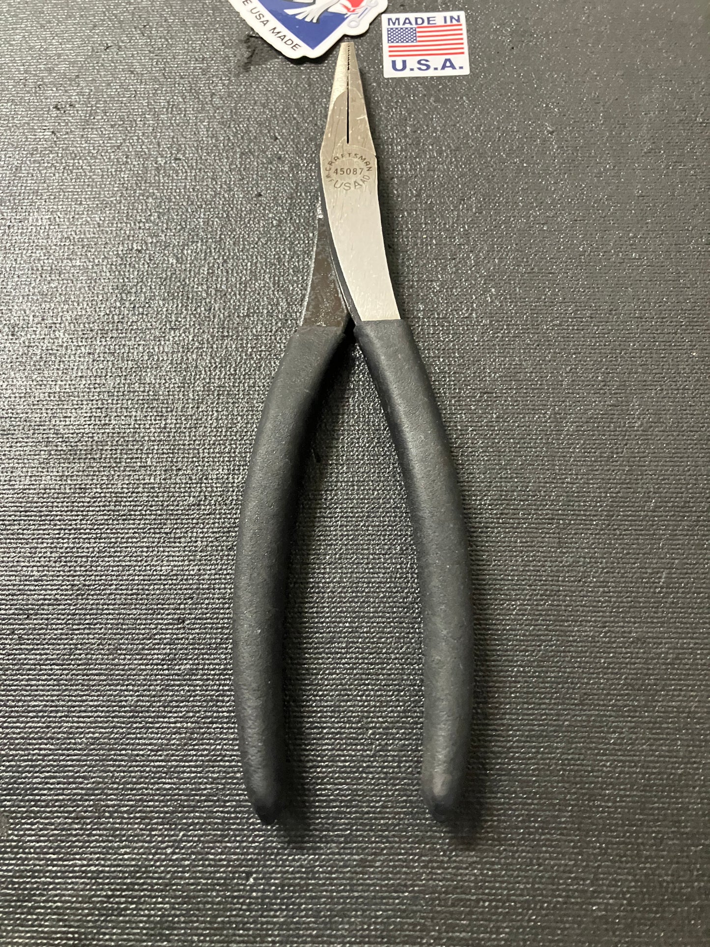 NOS Vintage Craftsman 8" Long Nose Duck Bill Pliers w/ Black Grip 45087 WF USA