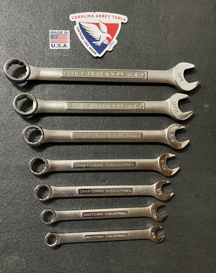 Craftsman Industrial 7pc SAE Combination Wrench Set -VA- USA *READ DESCRIPTION*