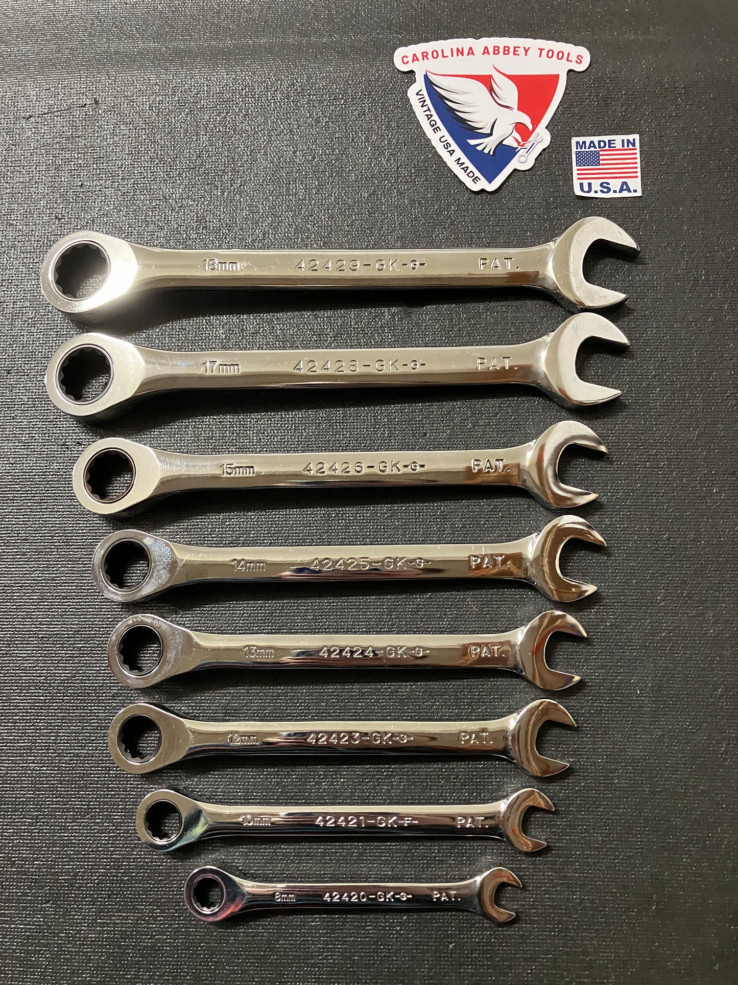 Vintage Sears Craftsman 8pc Metric Reversible Ratcheting Wrench Set 42405 USA