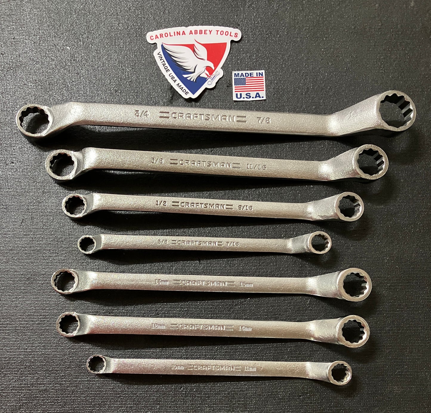 Vintage Craftsman 7pc Satin Deep Offset Box End Wrench Set 44328 -VA- USA
