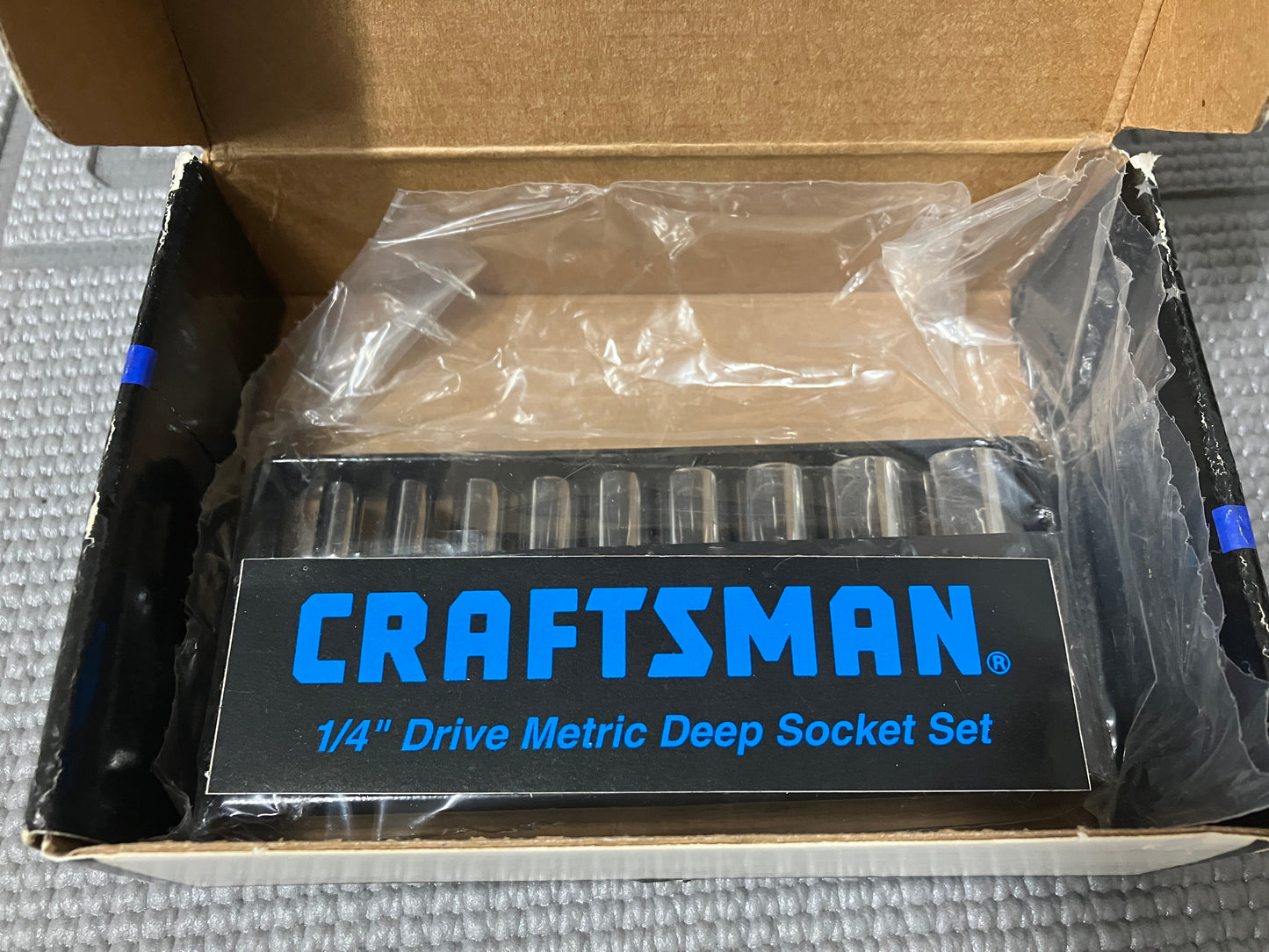 NOS Rare Sears Craftsman USA 1/4” Drive Deep Metric Socket Set Metal Tray 34422