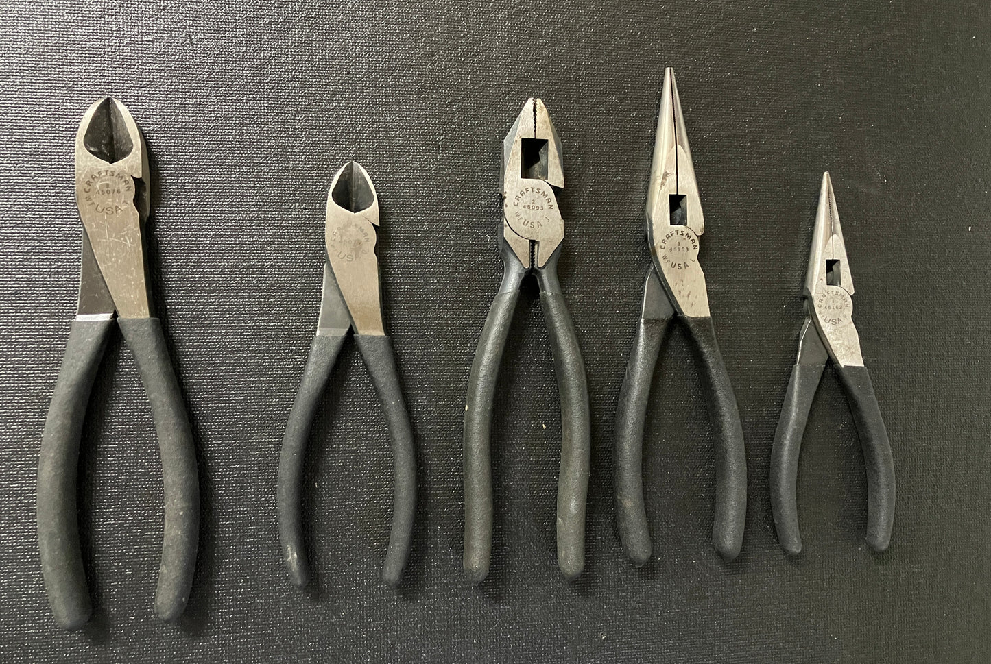 Vintage Craftsman 5pc Pliers Bundle WF USA 45076 45075 45093 45103 45102