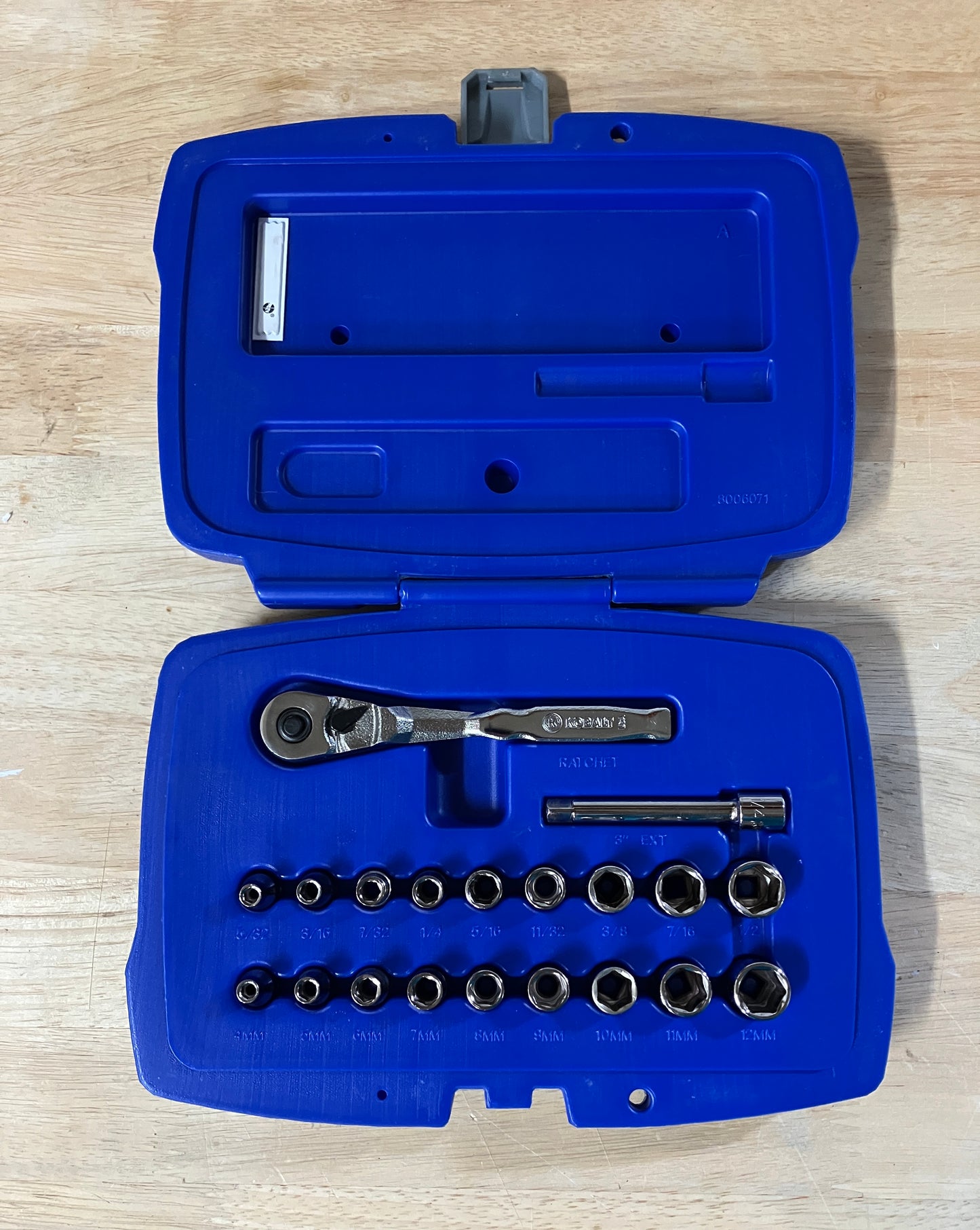 Kobalt 20 PC 1/4" Drive Metric SAE 6 Point Socket Set 266590 USA MADE