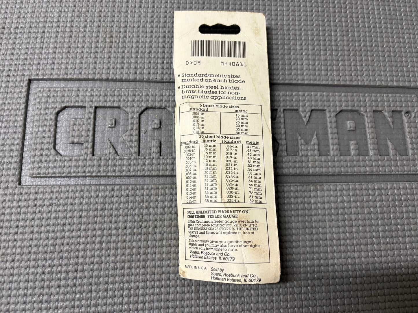 NOS Sears Craftsman USA 36 Blade Feeler Gauge 40811 USA Made