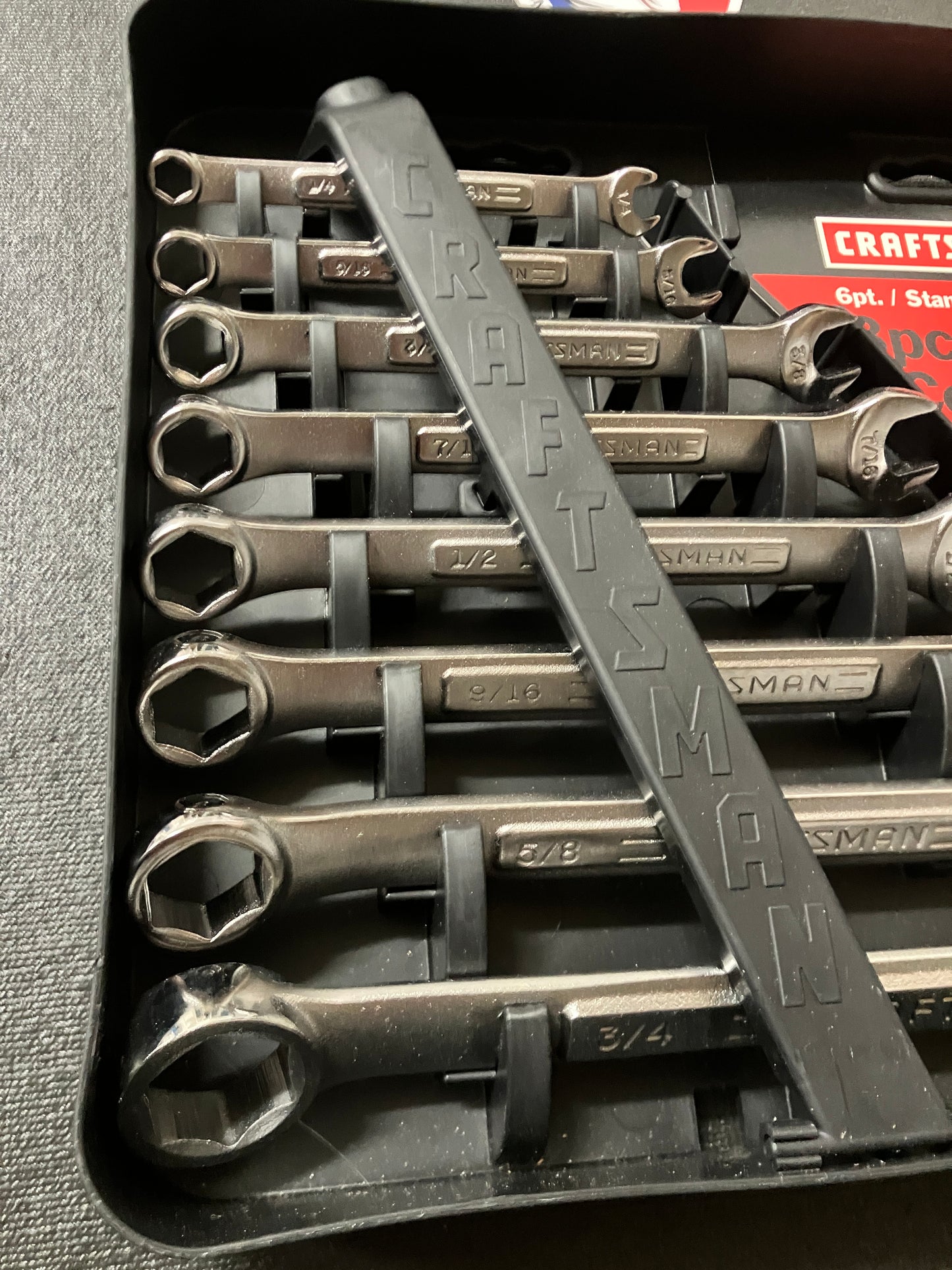 NOS Vintage Sears Craftsman 8pc SAE 6 Point Combination Wrench Set 46891 USA