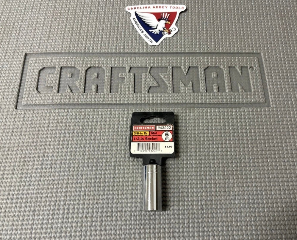 NOS Sears Craftsman 3/8” Drive Mid Length 1/2” Socket 43222 -GK- USA New w/ Tag