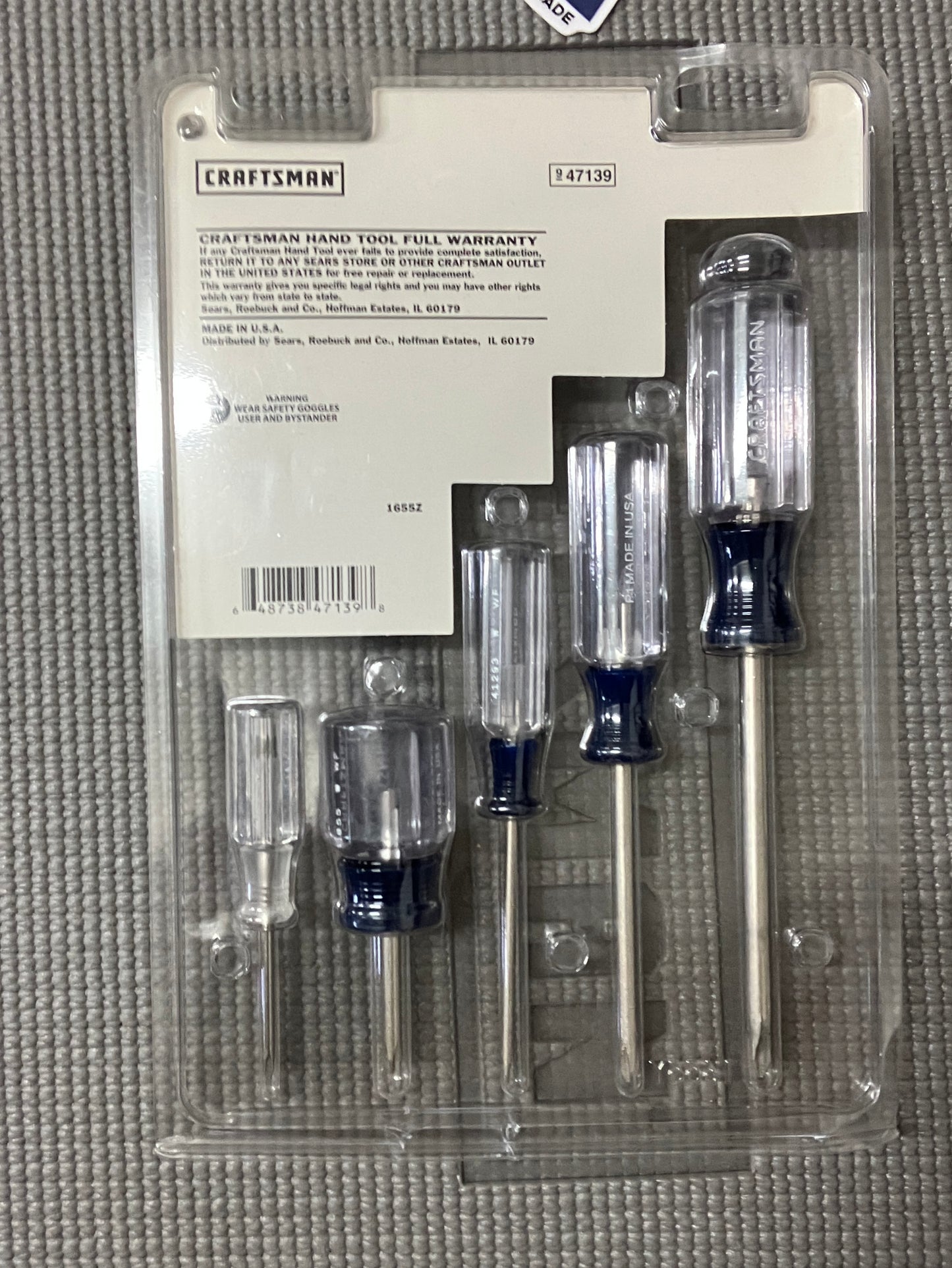 NOS Vintage Sears Craftsman 5Pc Phillips Screwdriver Set 47139 USA