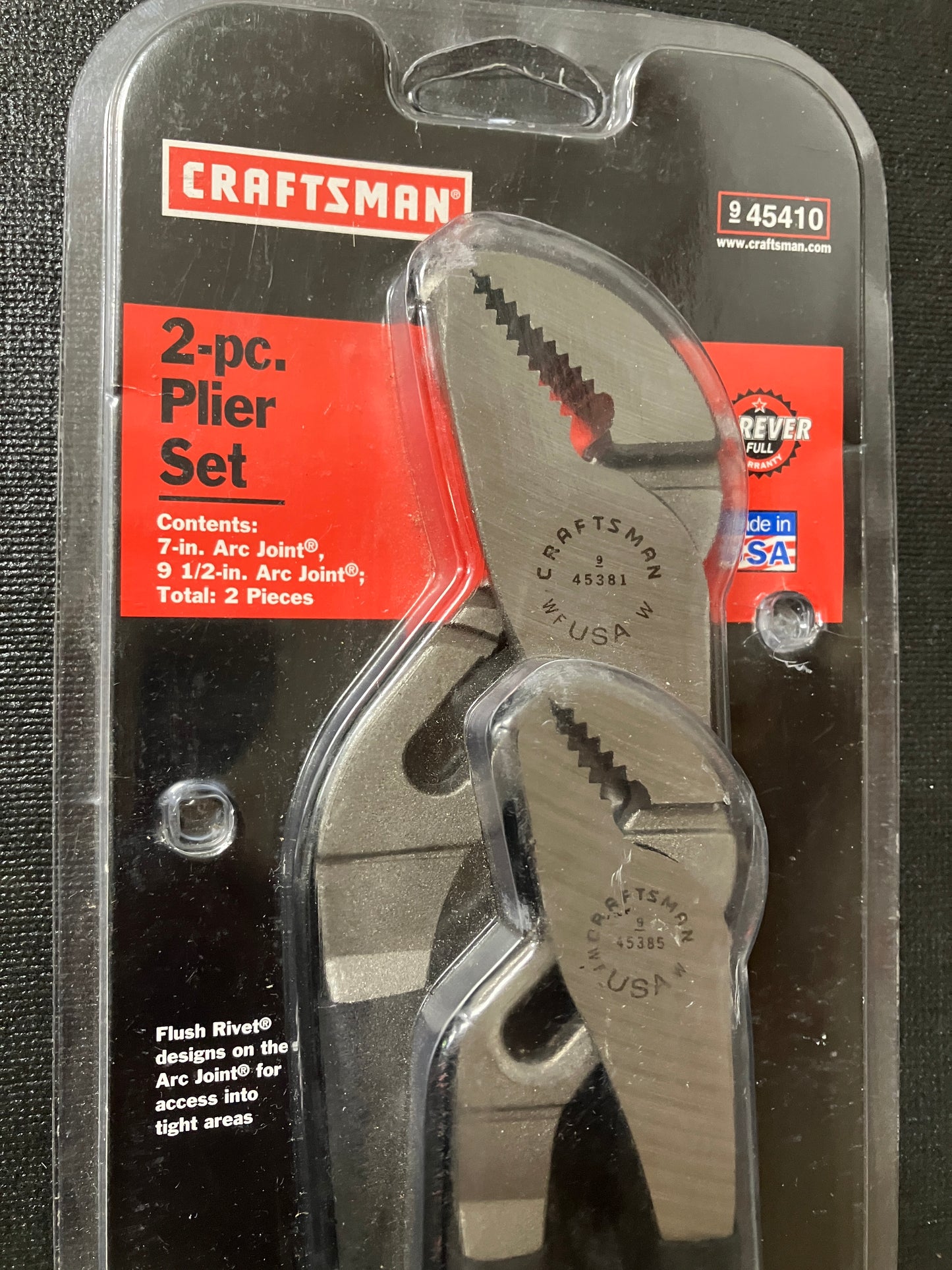 NOS Vintage Sears Craftsman 2 Pc Plier Set 45410 WF USA, 7" & 9-1/2 " Arc Joint Pliers