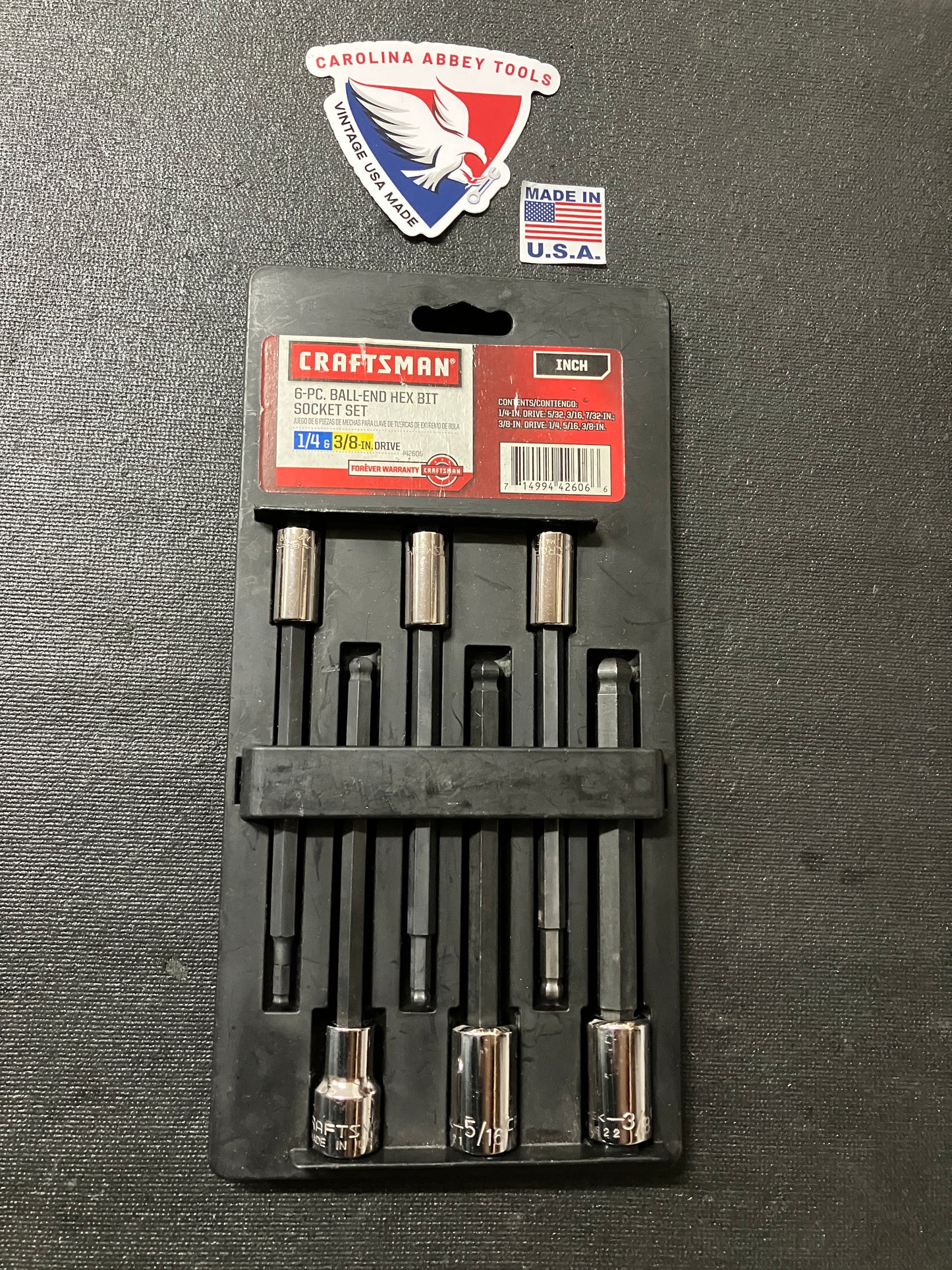 NOS Vintage Craftsman 6Pc SAE Ball End Hex Bit Socket Set Rare 42606 USA