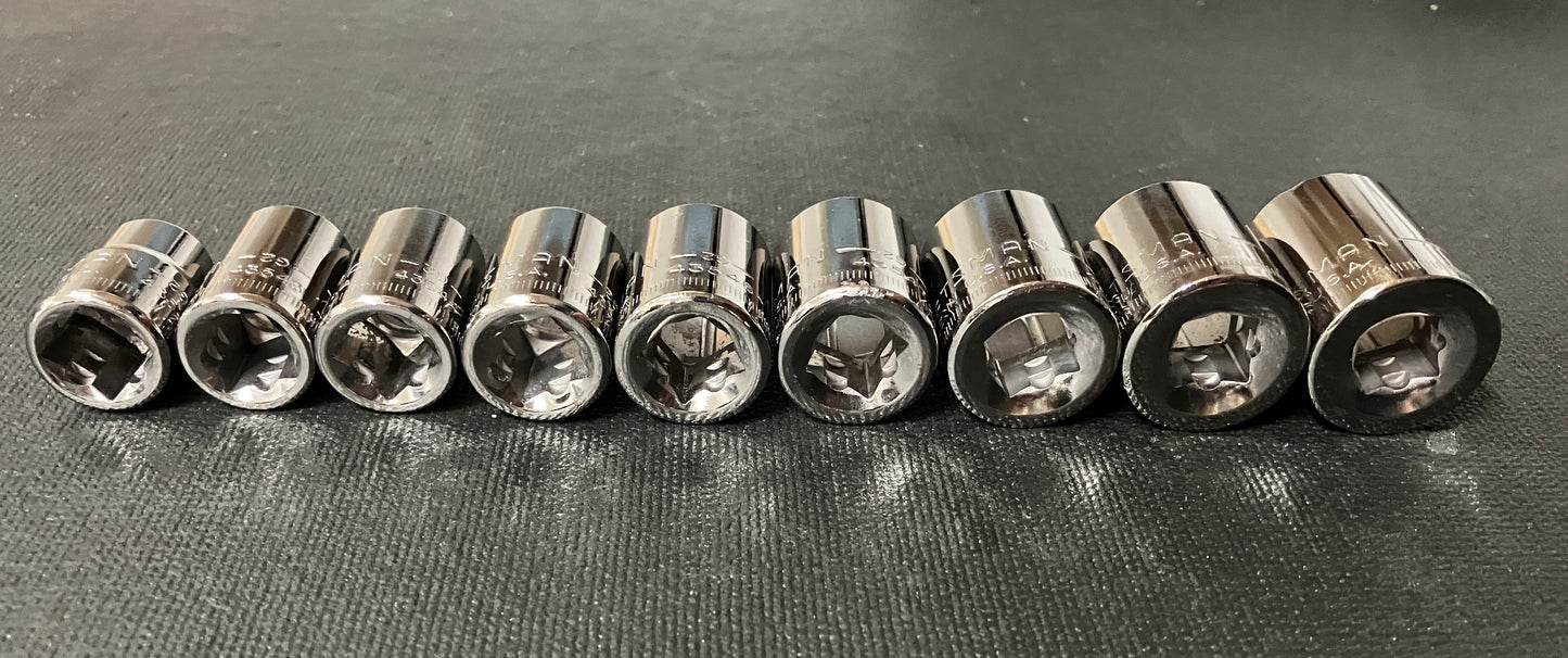 NOS Vintage Sears Craftsman 9pc Metric 3/8” Drive 6 Pt Sockets 10-18mm -G2- USA