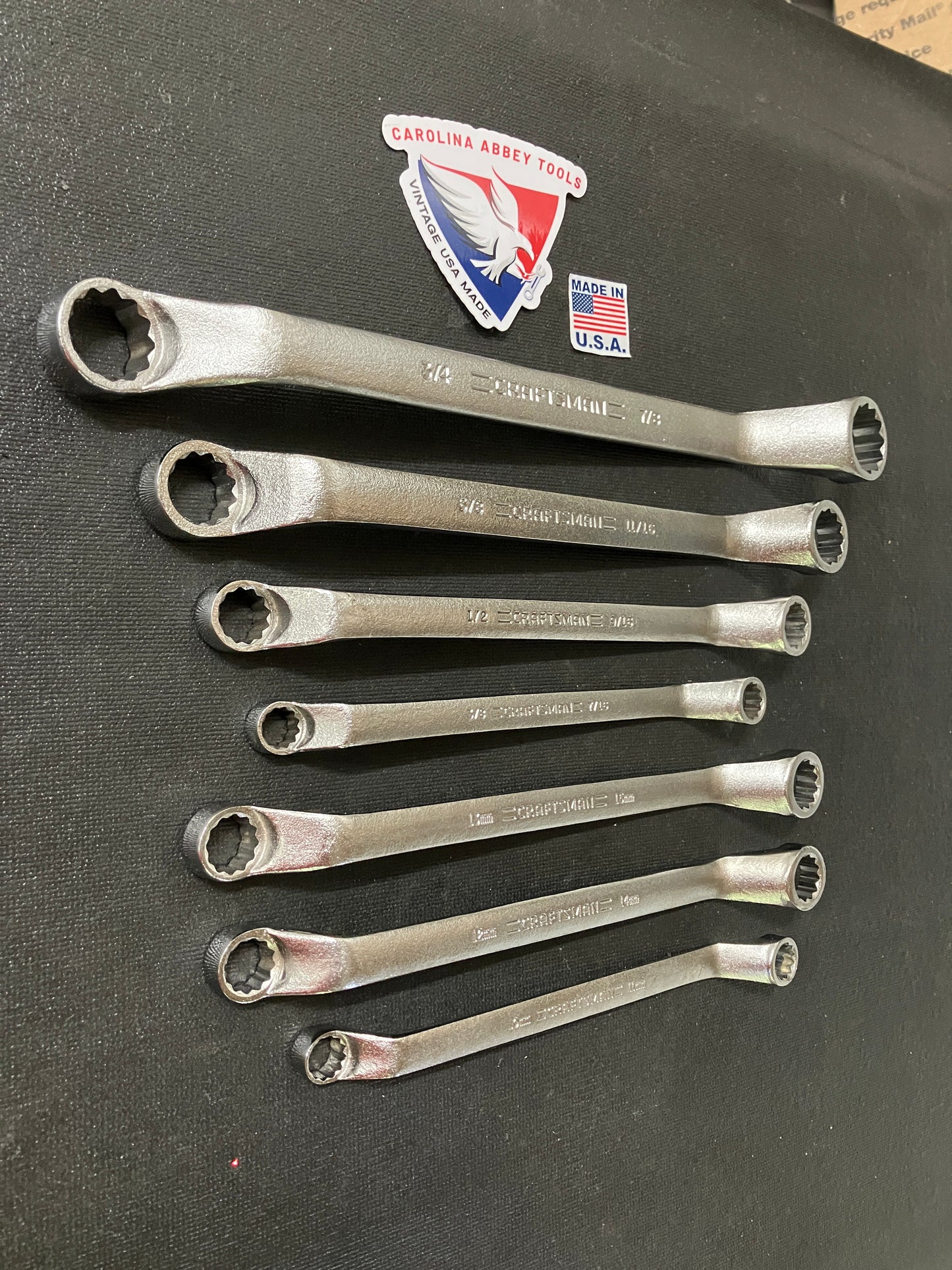 Vintage Craftsman 7pc Satin Deep Offset Box End Wrench Set 44328 -VA- USA