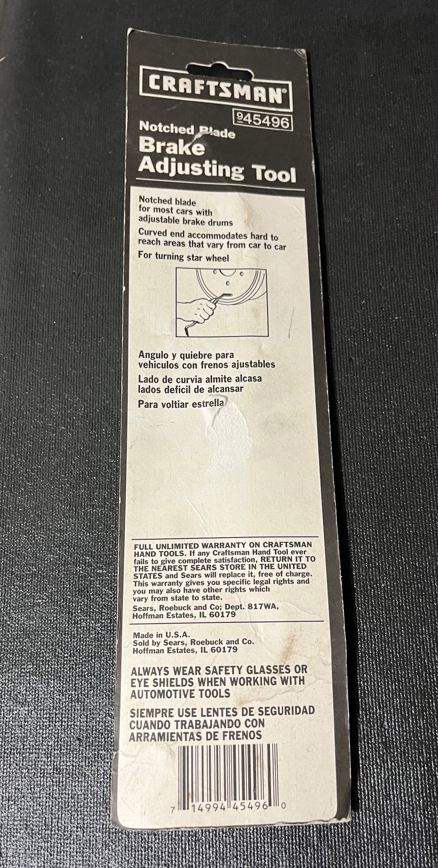 NOS Vintage Craftsman Notched Blade Brake Adjusting Tool 45496 USA