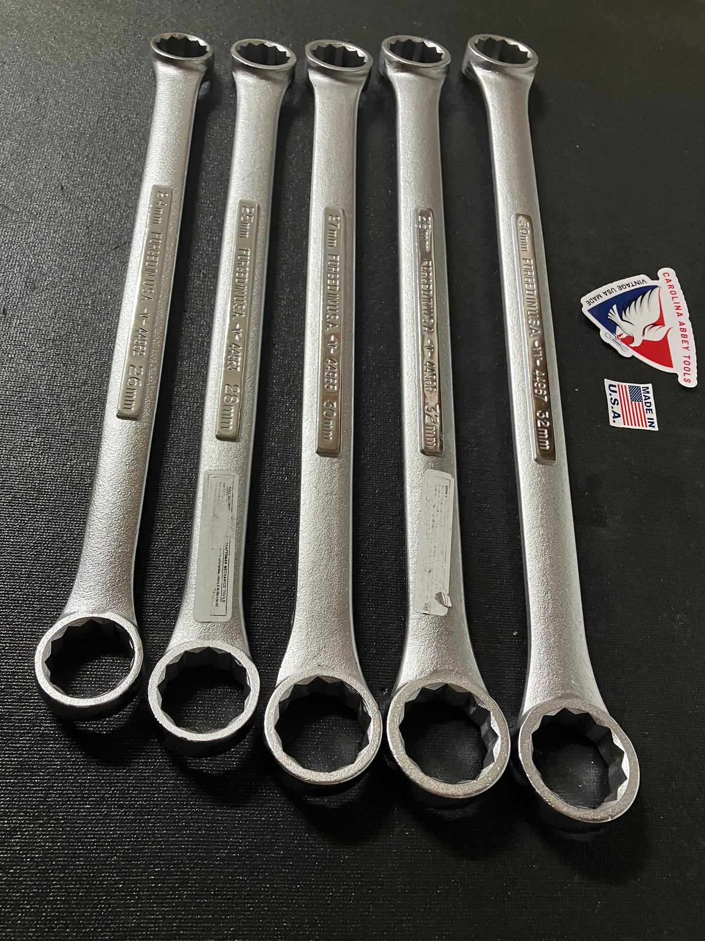 Vintage Craftsman 5pc Jumbo Metric Double Box End Wrenches 24-32mm -V- & -VV-USA