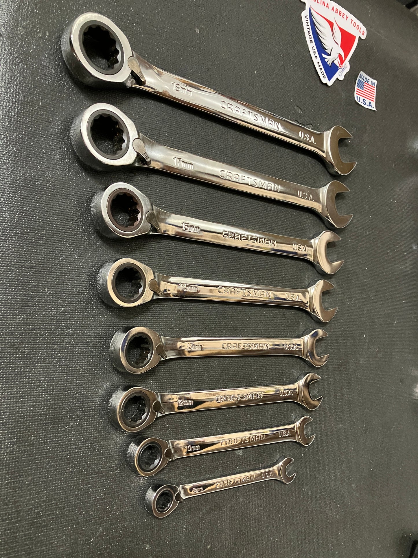 Vintage Sears Craftsman 8pc Metric Reversible Ratcheting Wrench Set 42405 USA