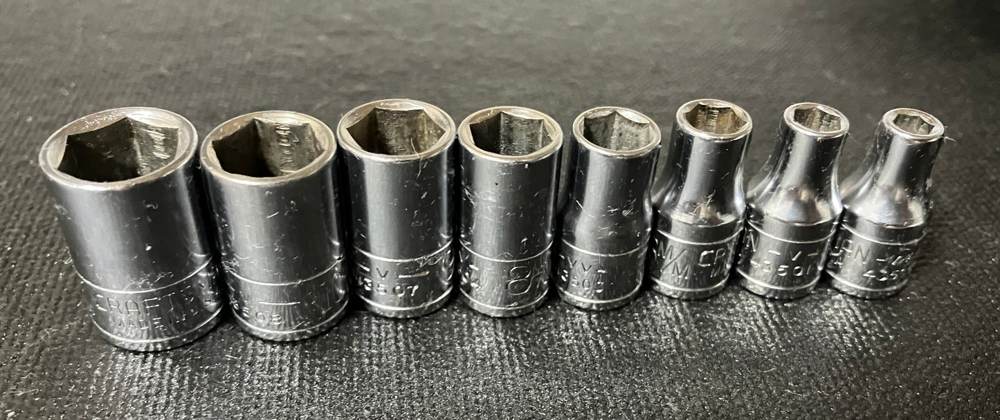 Vintage Craftsman 1/4" Drive 13pc Metric 6pt Socket Set RHFT Made in USA