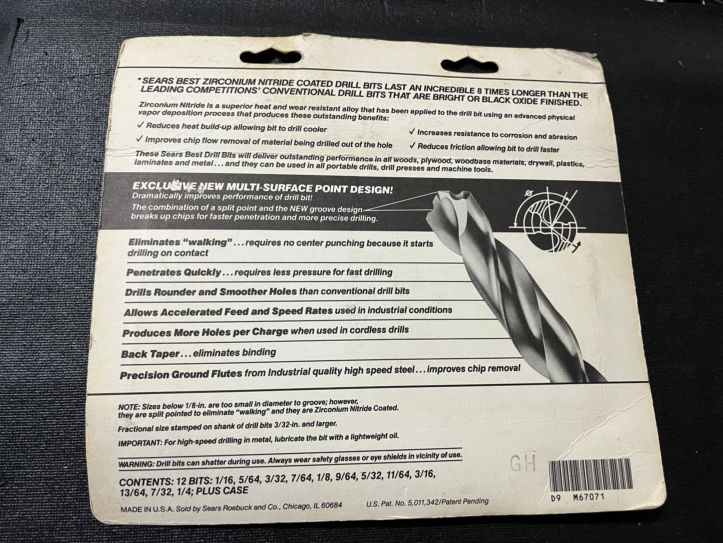 NOS Sears Best Craftsman 12pc Zirconium Nitride 12pc Drill Bit Set 67071 USA
