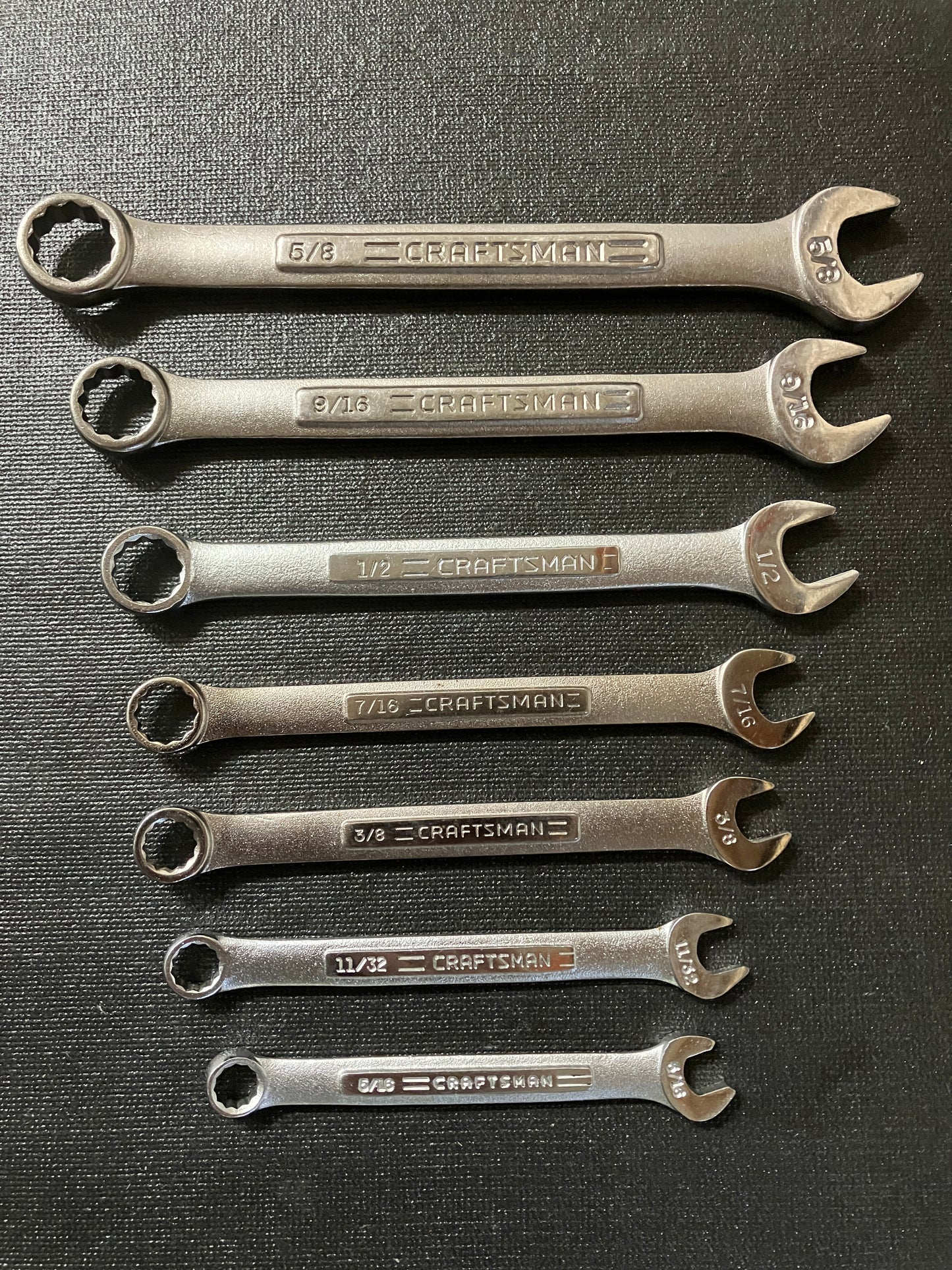 Vintage Craftsman 7pc SAE 12pc Combination Wrench Set USA w/ Roll 5/16” - 5/8”