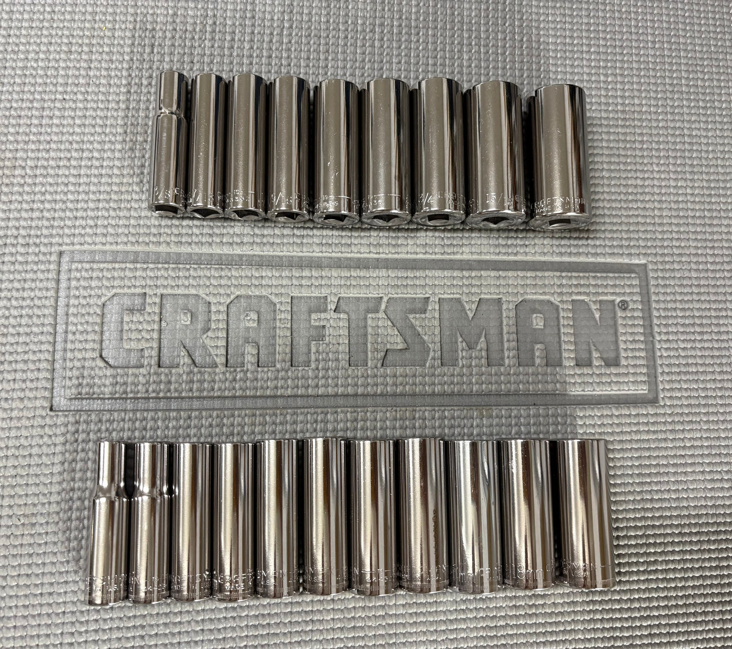 NOS Sears Craftsman USA G1 20pc Deep 6 Point Socket Set, Metric 9-19mm & SAE 3/8 to 7/8