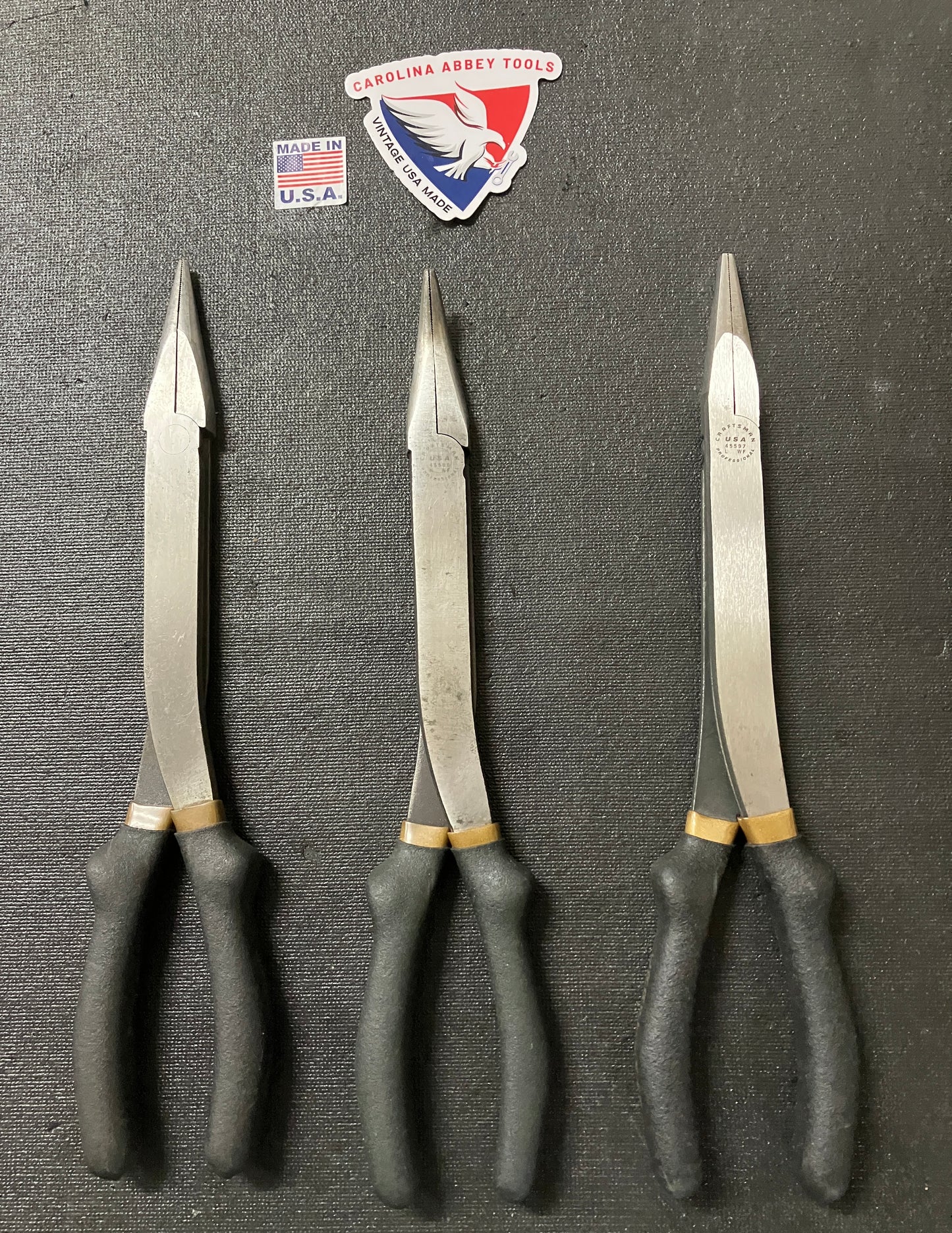 Vintage Craftsman Professional 3pc 11” Long Reach Pliers Set 45319 WF USA