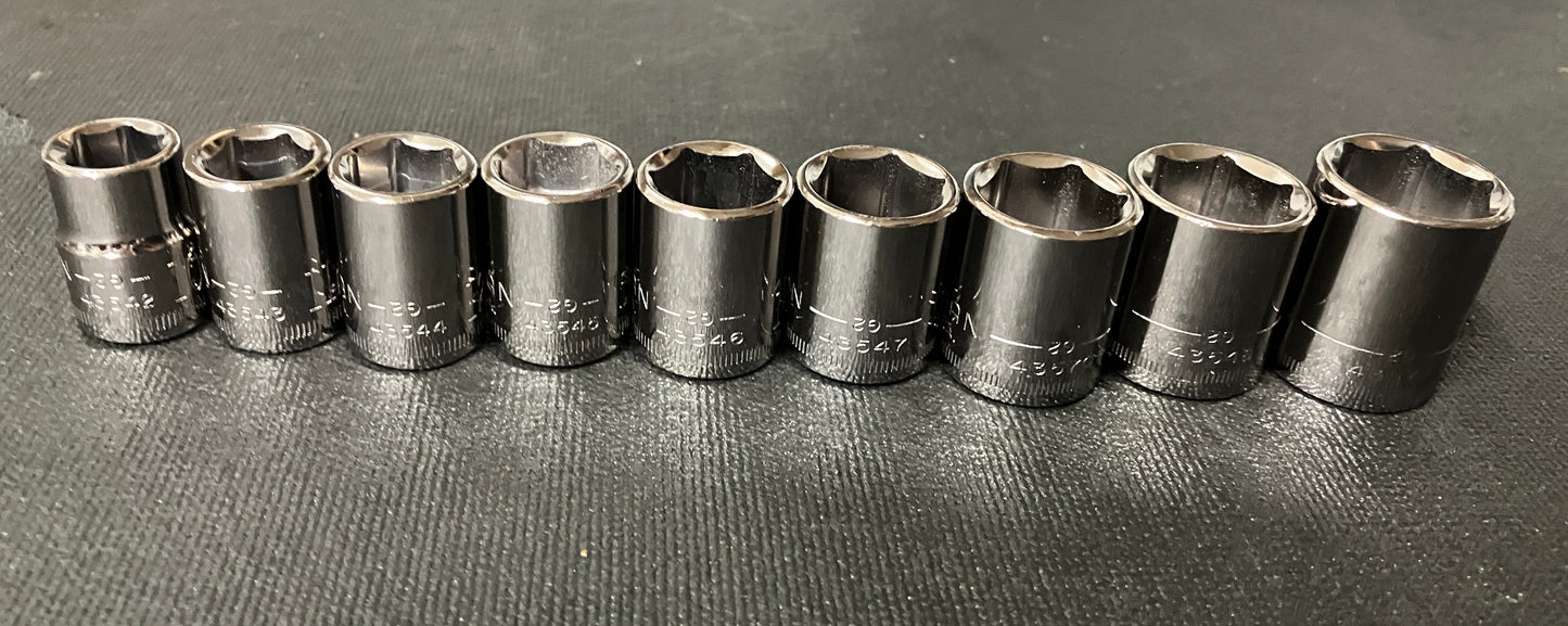 NOS Vintage Sears Craftsman 9pc Metric 3/8” Drive 6 Pt Sockets 10-18mm -G2- USA