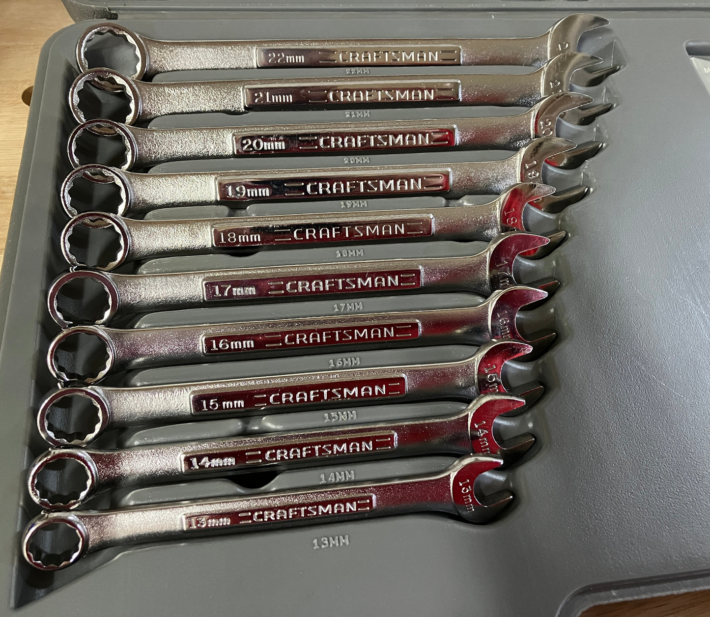 Vintage Craftsman 26pc Metric Combination Wrench Set 44128 VA USA w/Case 4-22mm
