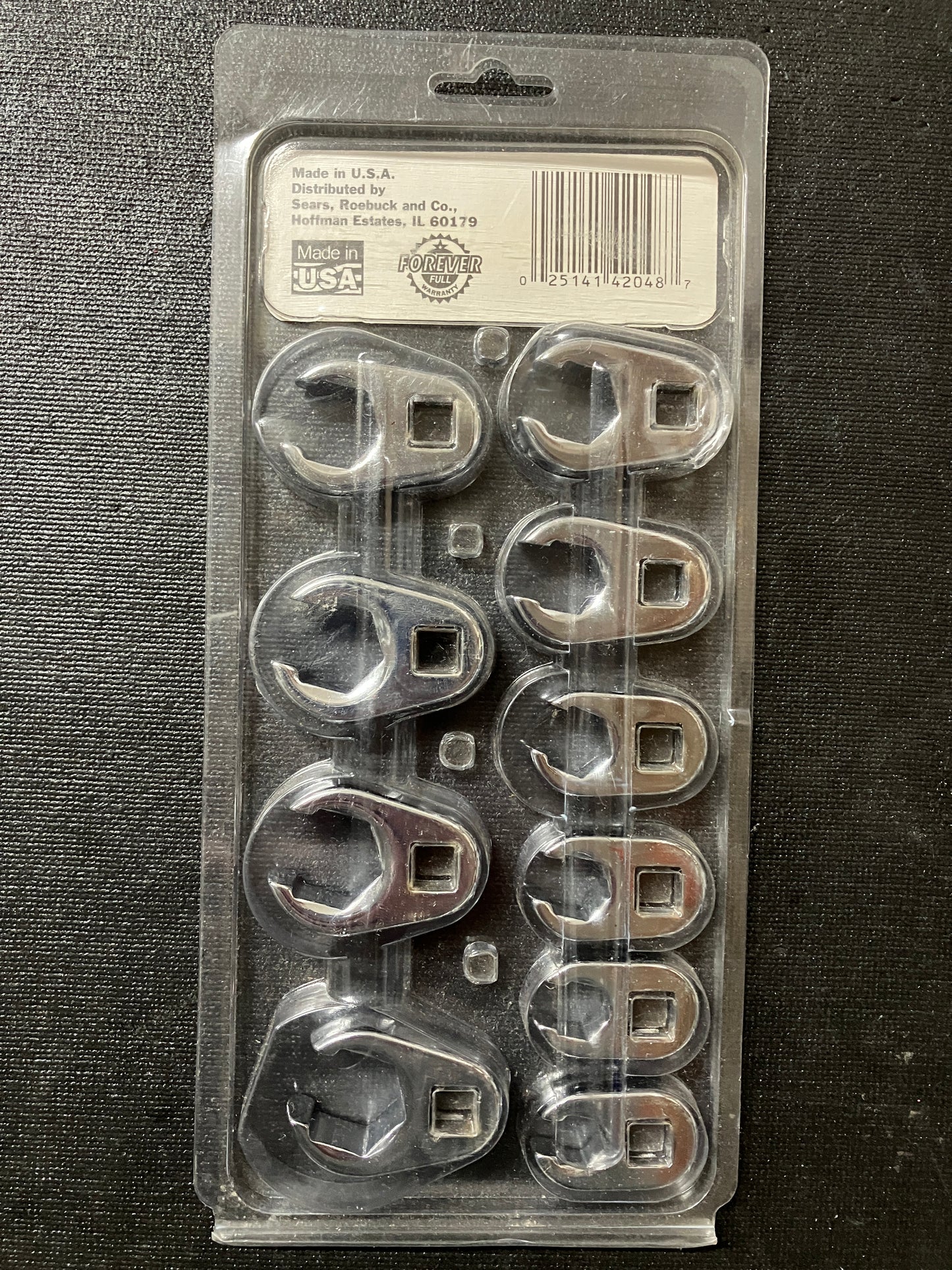 Vintage Craftsman 3/8" Drive 10pc Metric Flare Nut Crowfoot Wrench Set 42048 USA