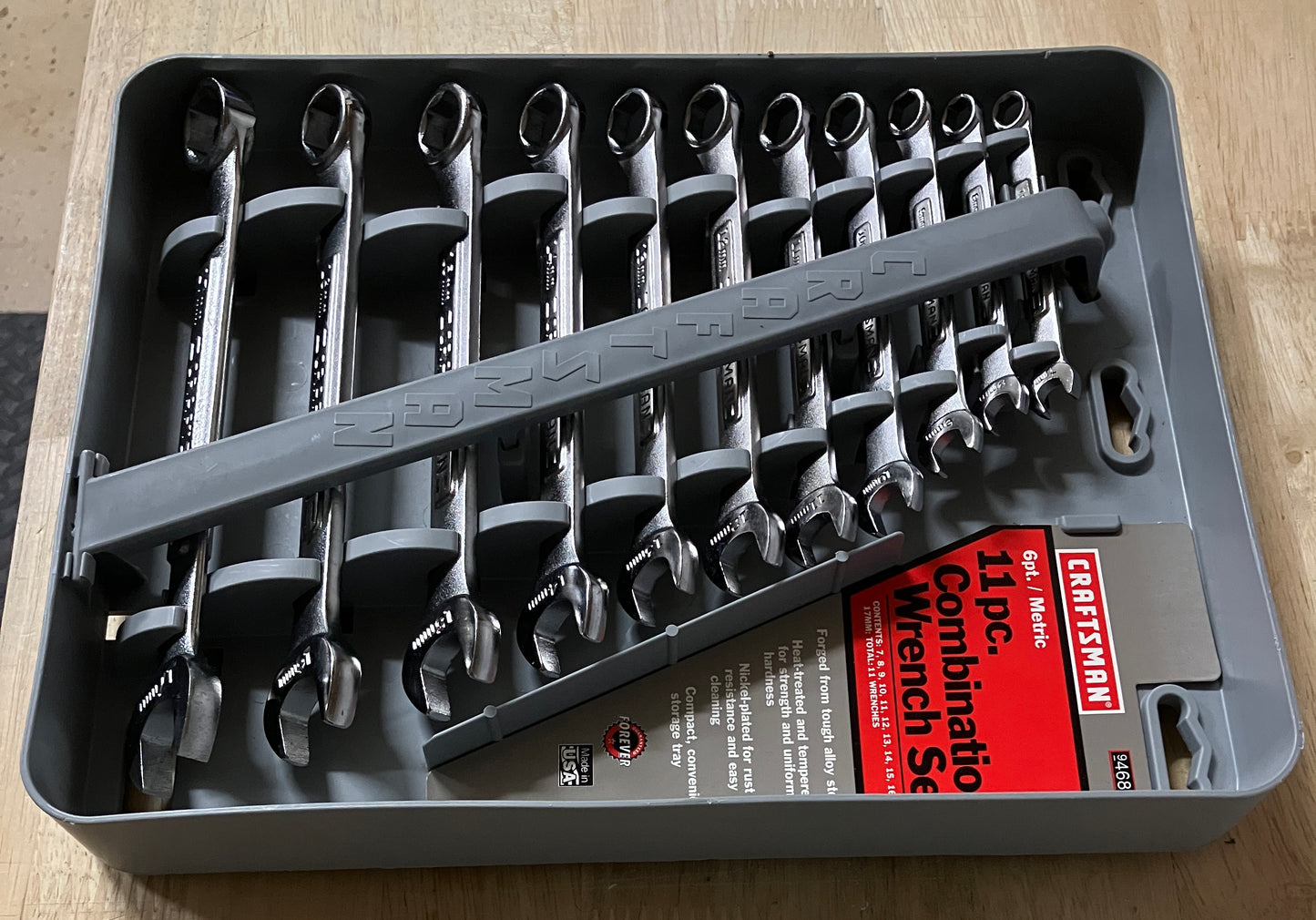 Craftsman 11pc 6 Point Combination Wrench Set 46894 7-17mm USA In Case
