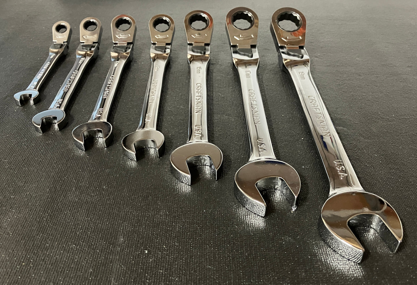 Vintage Craftsman 7pc Metric Ratcheting Locking Flex Head Wrench Set 42401 USA