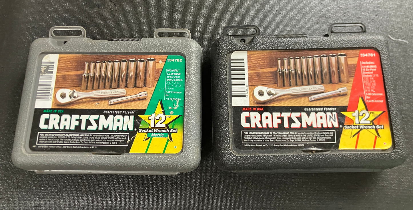 Vintage Craftsman 1/4” Drive Socket Set Bundle 34781 34782