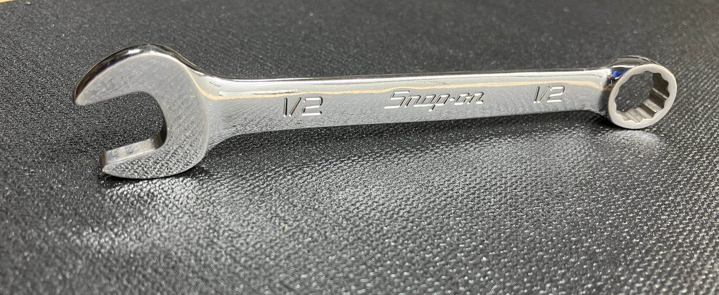 Snap-On 1/2" 12 Point Chrome Short Combination Wrench OEX160B USA Flank Drive