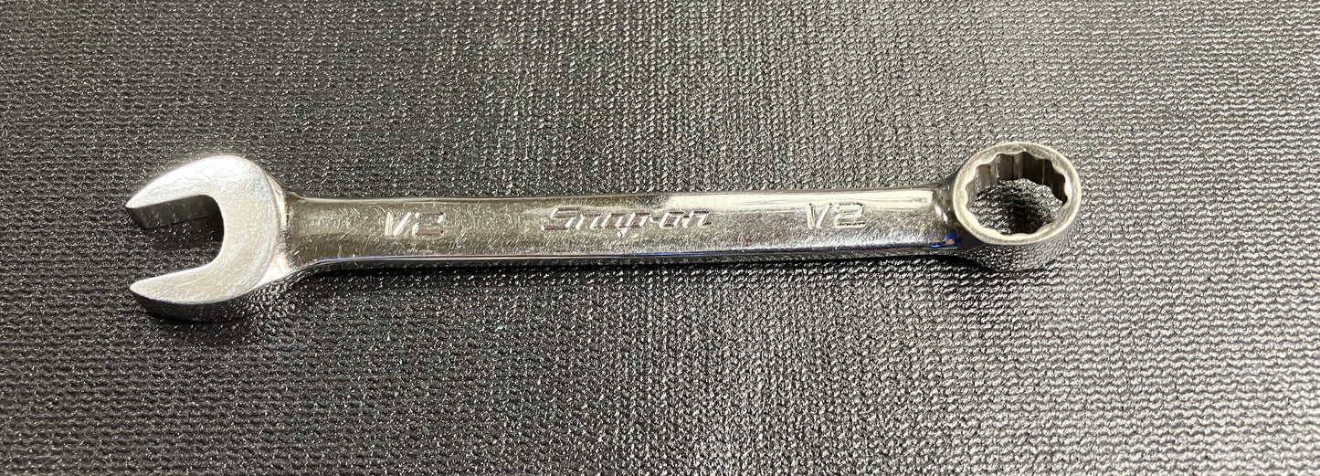 Snap-On 1/2" 12 Point Chrome Short Combination Wrench OEX160B USA Flank Drive