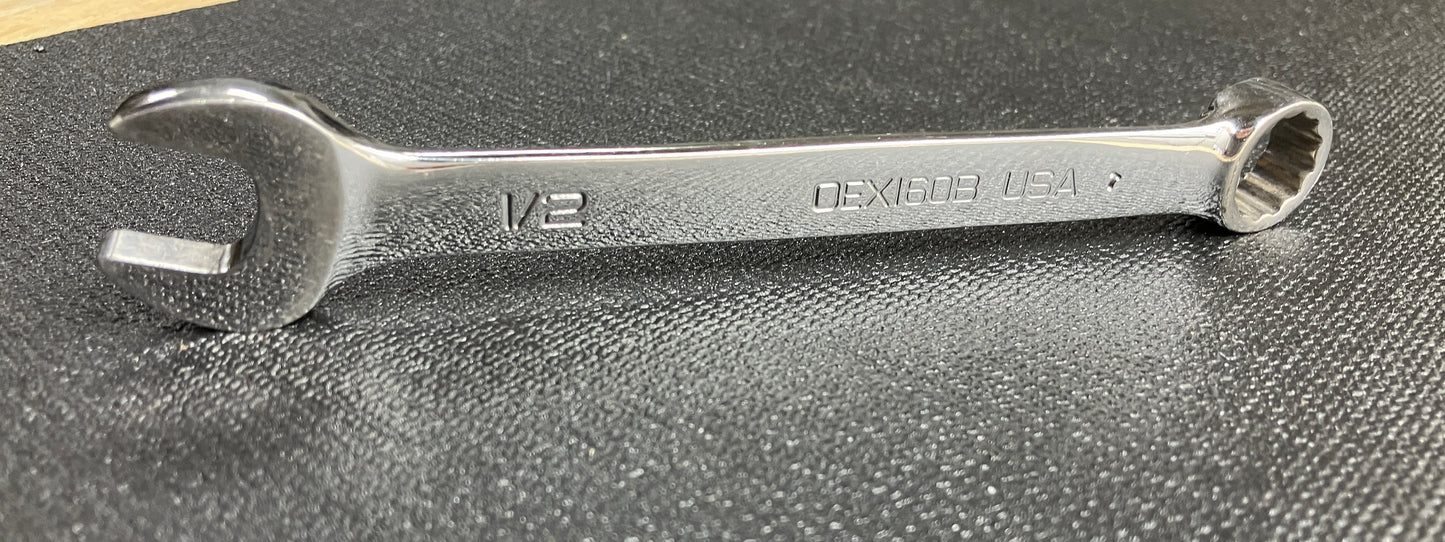 Snap-On 1/2" 12 Point Chrome Short Combination Wrench OEX160B USA Flank Drive