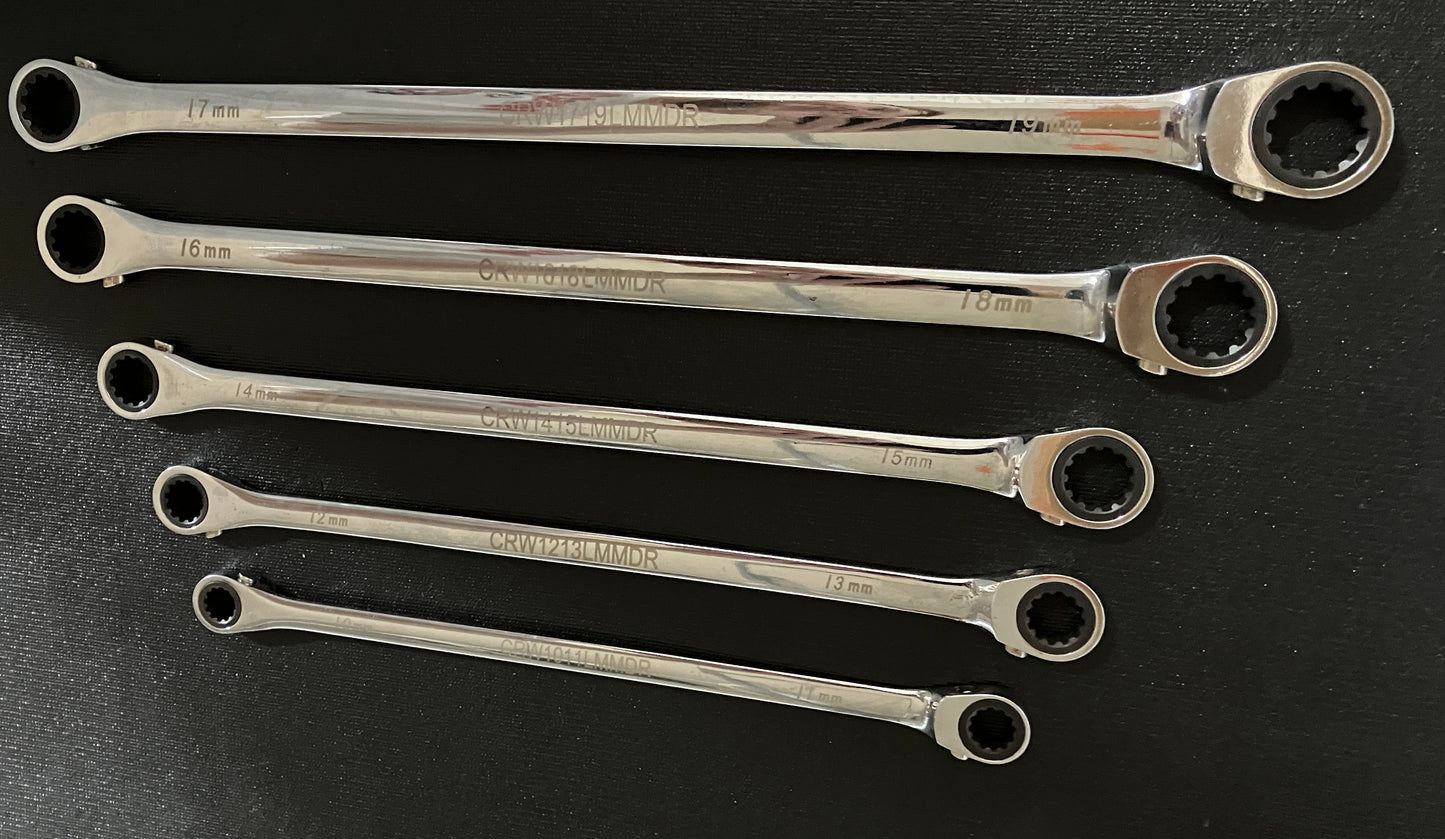 Cornwell CRWBXMDL5MSA 5pc Metric Extra Long Double Box End Ratcheting Wrench Set
