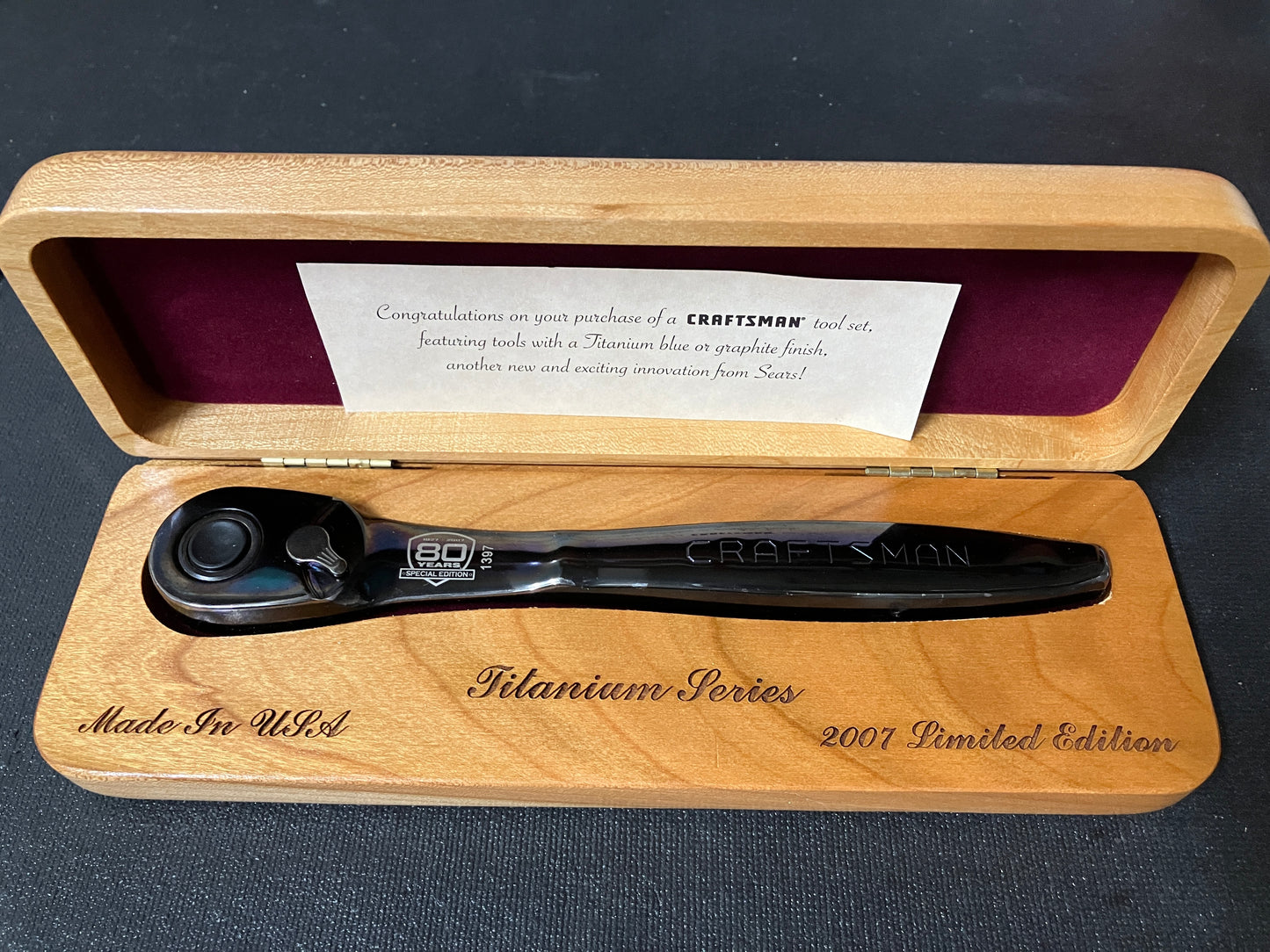 NOS Vintage Craftsman GRAPHITE Thin Profile 3/8” Ratchet 44995 USA 80TH Anniversary 2007 Limited Edition
