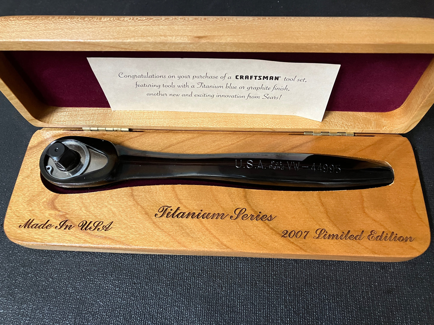 NOS Vintage Craftsman GRAPHITE Thin Profile 3/8” Ratchet 44995 USA 80TH Anniversary 2007 Limited Edition