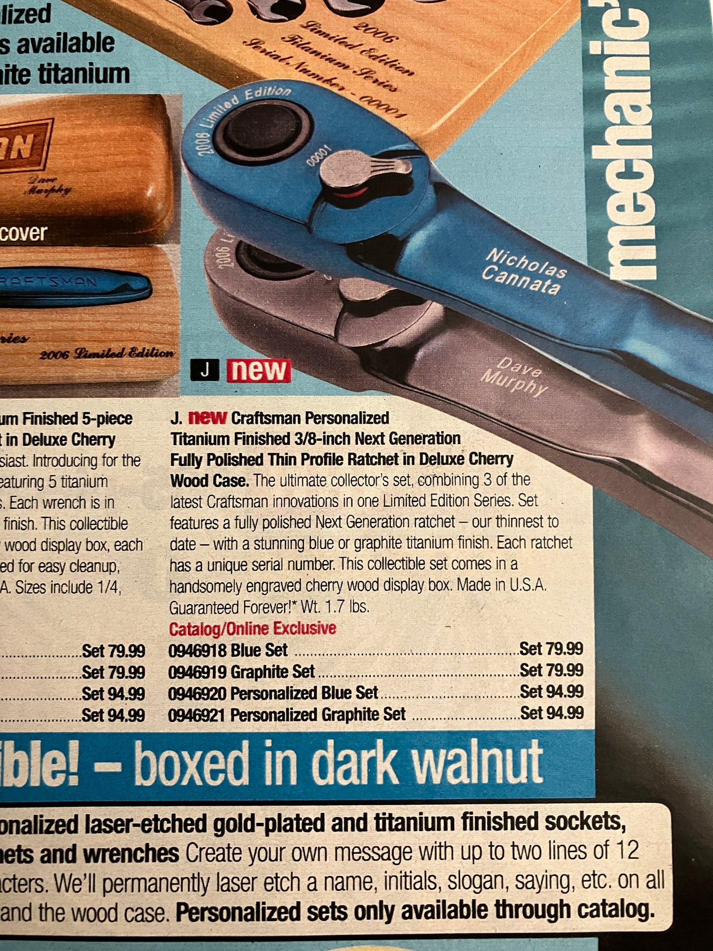 NOS Vintage Craftsman GRAPHITE Thin Profile 3/8” Ratchet 44995 USA 80TH Anniversary 2007 Limited Edition