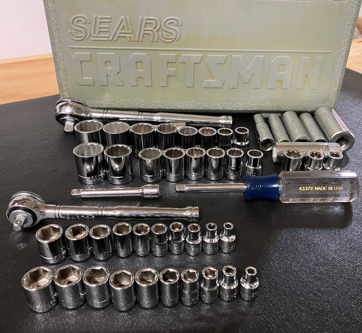 Vintage Craftsman 50pc Socket Set 1/4” 3/8” Dr 6pt 8pt 12pt Sockets -EE- USA