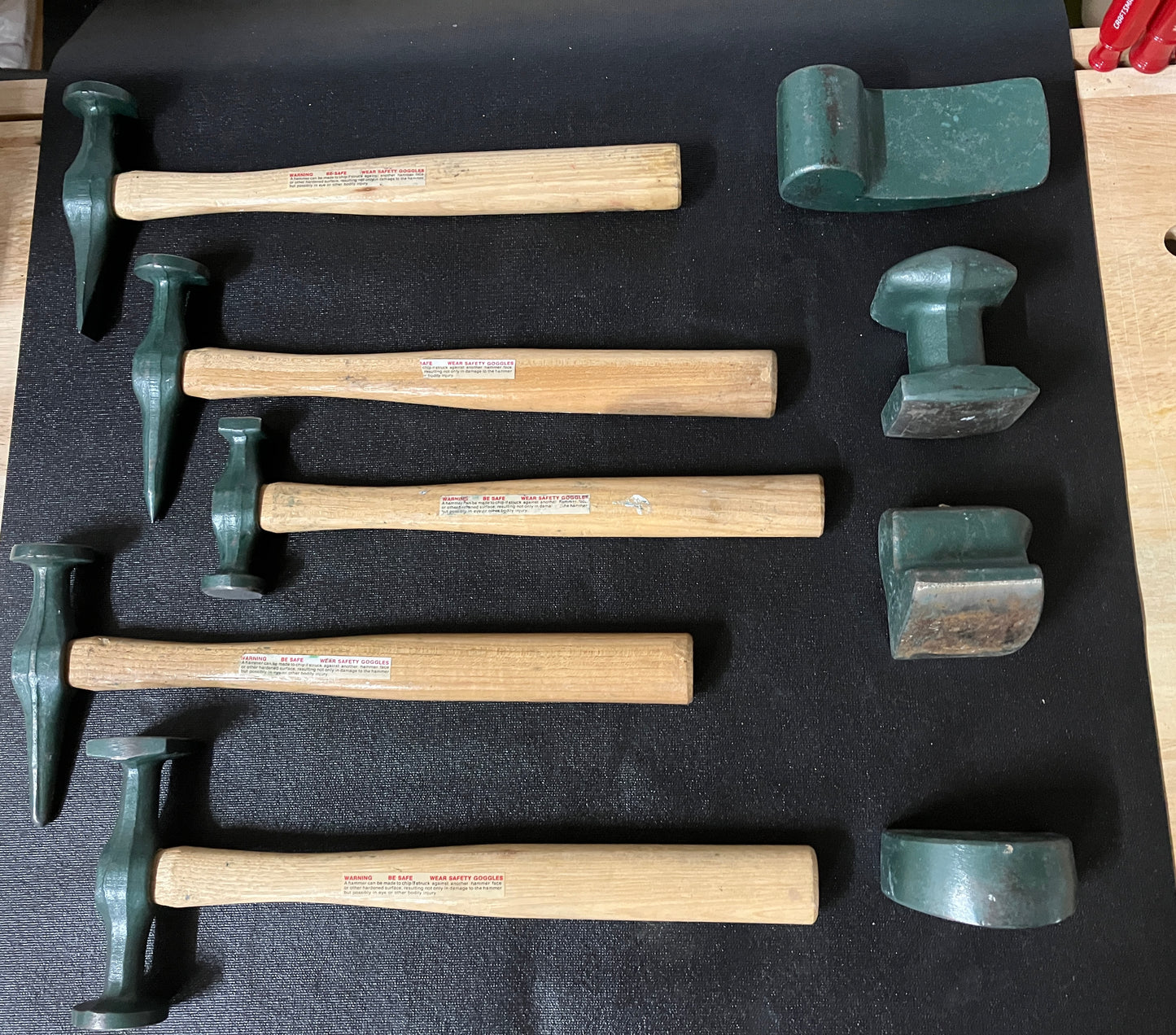 Vintage Craftsman 9pc Auto Body Repair Set 45884C USA 5 Hammers 4 Dollies