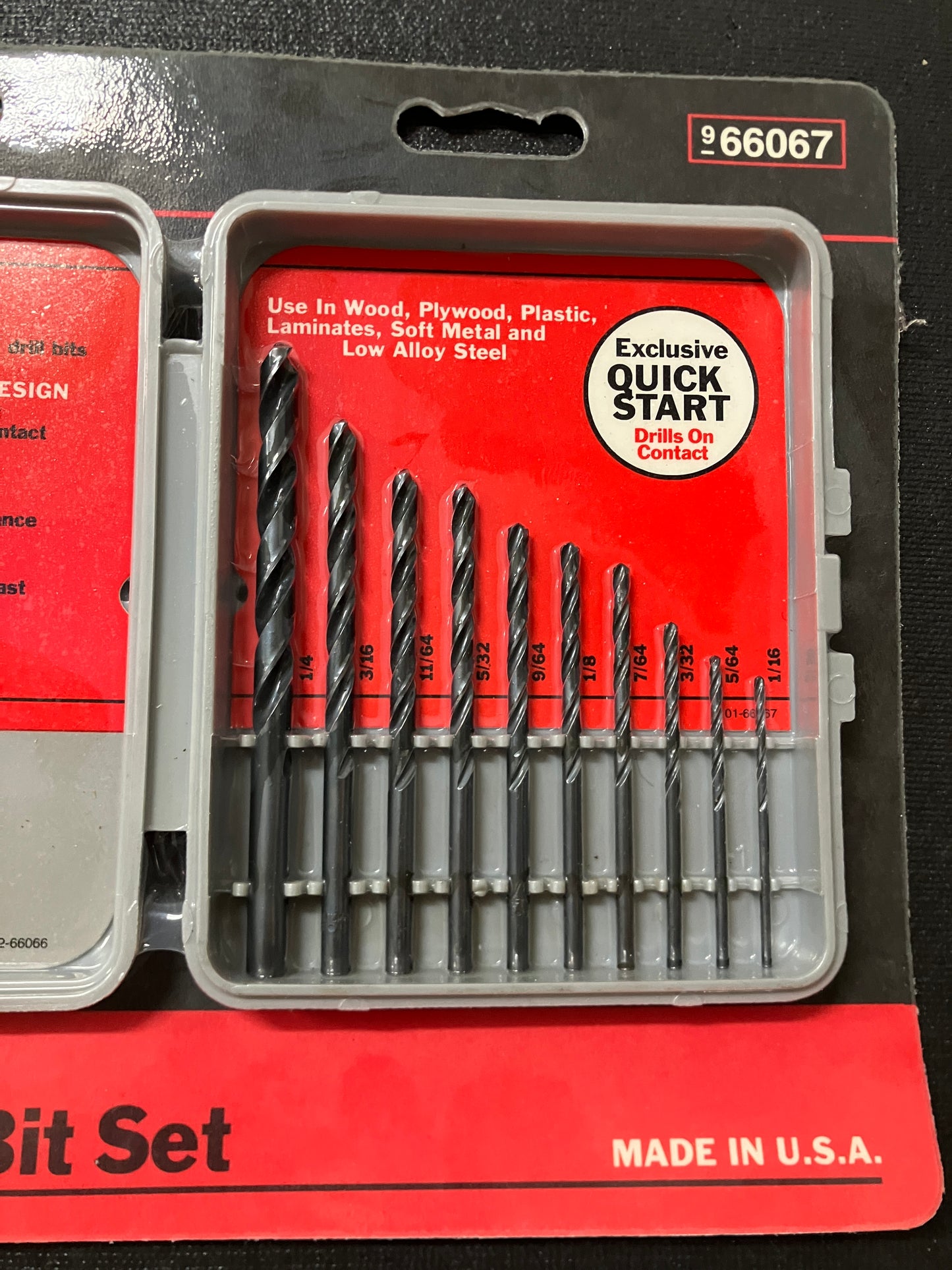 NOS Vintage Sears Craftsman 10pc Black Oxide Drill Bit Set 66067 USA Rare Set
