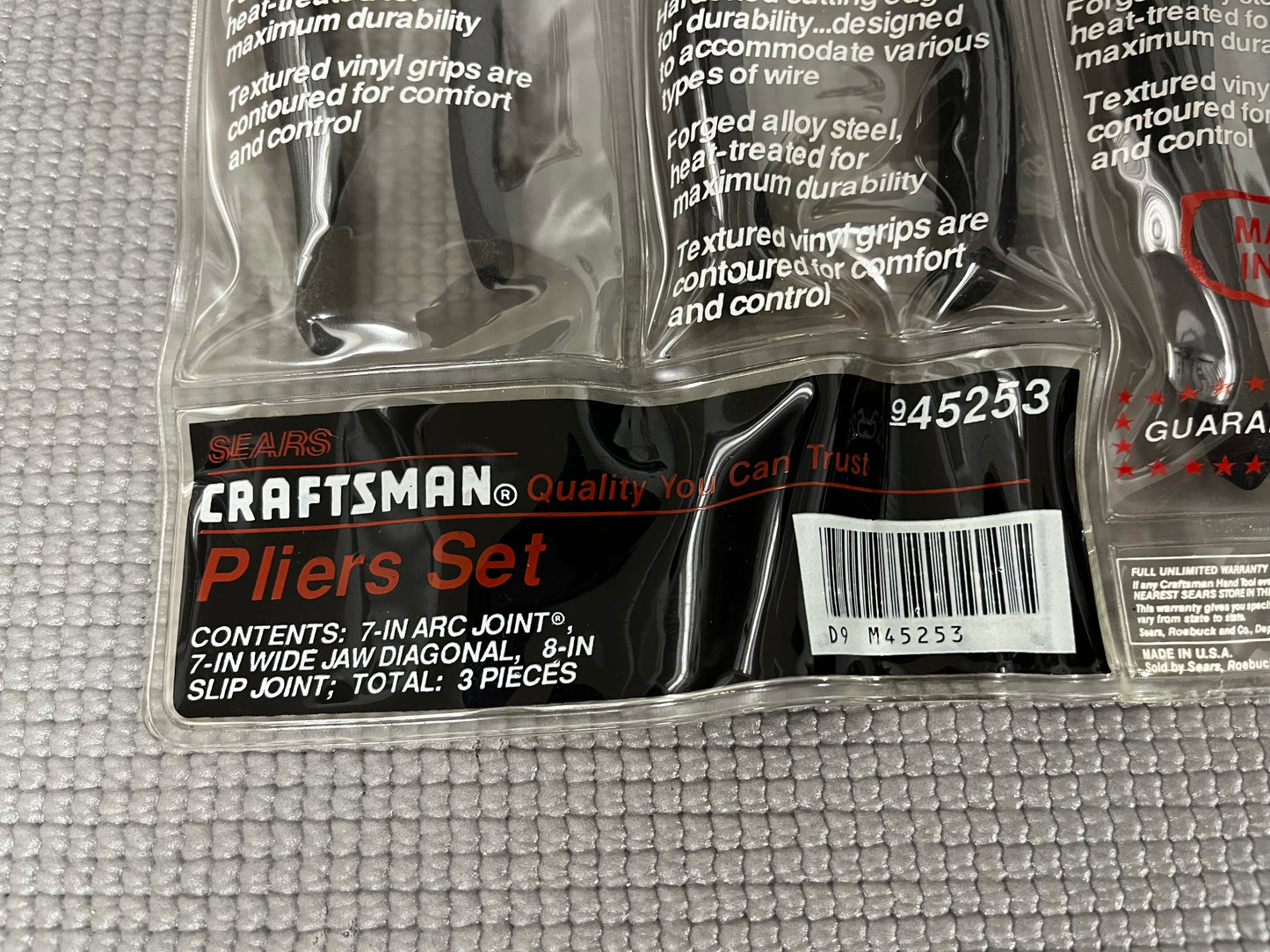 NOS Sears Craftsman 3pc Plier Set 45253 WF USA Rare Set! 45379 45074 45385