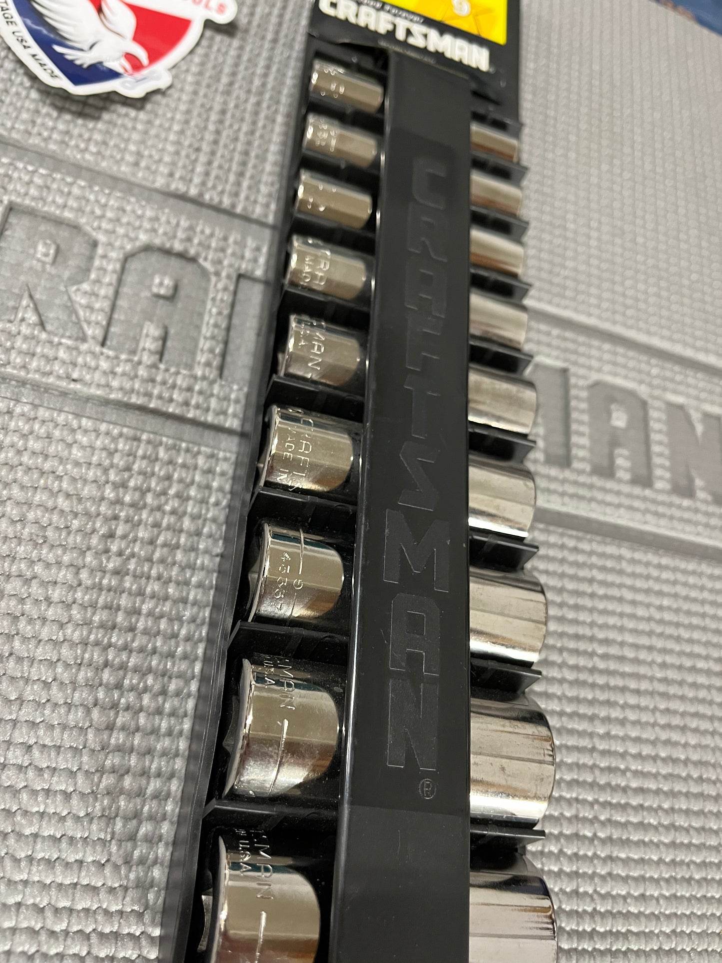 NOS Sears Craftsman 3/8” Drive 9 pc SAE Deep Socket Set 34439 USA 3/8” - 7/8”